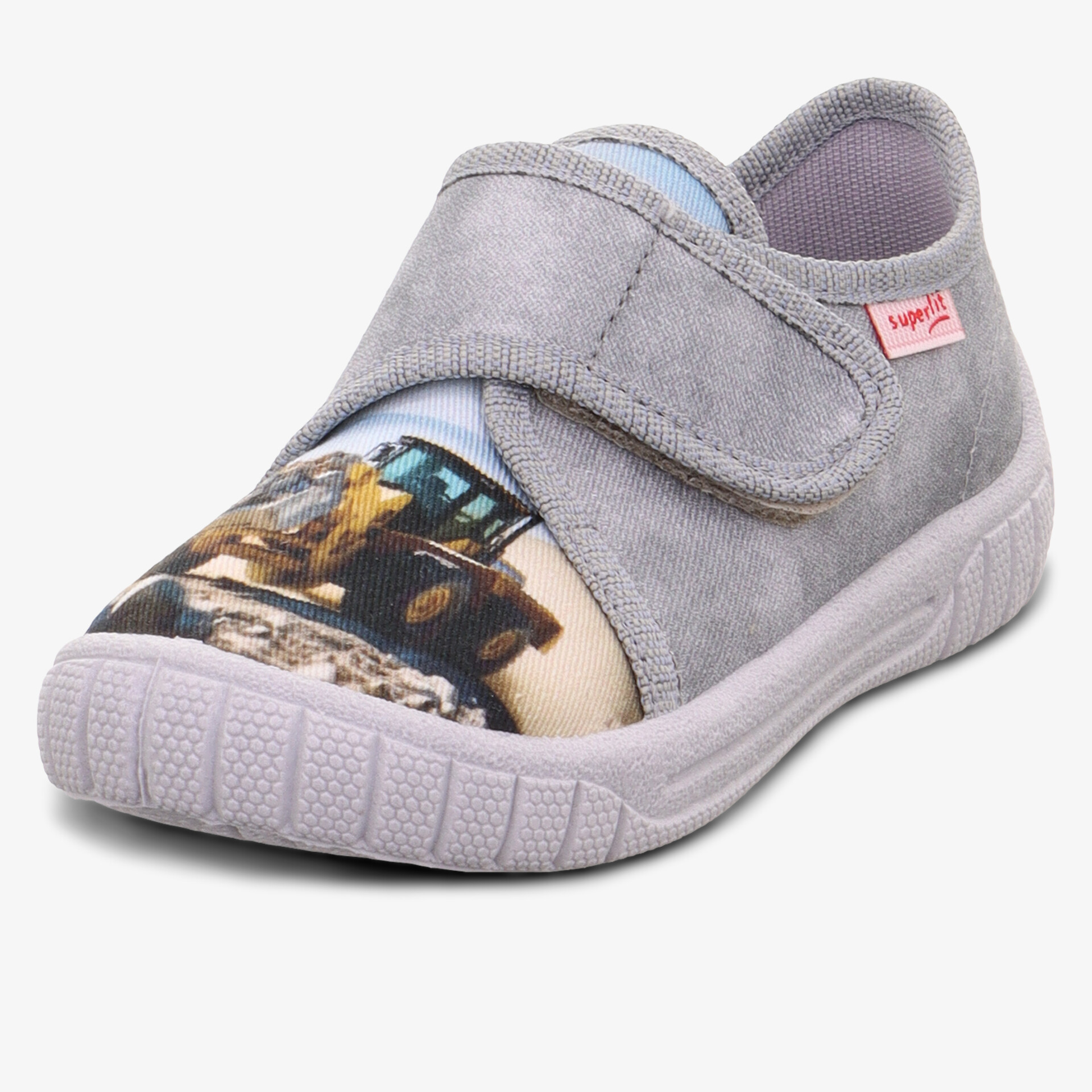 Bequemer Schuh mit praktischem Klettverschluss und robuster Gummisohle, angenehmes Material und kindgerechtes Aufdruck