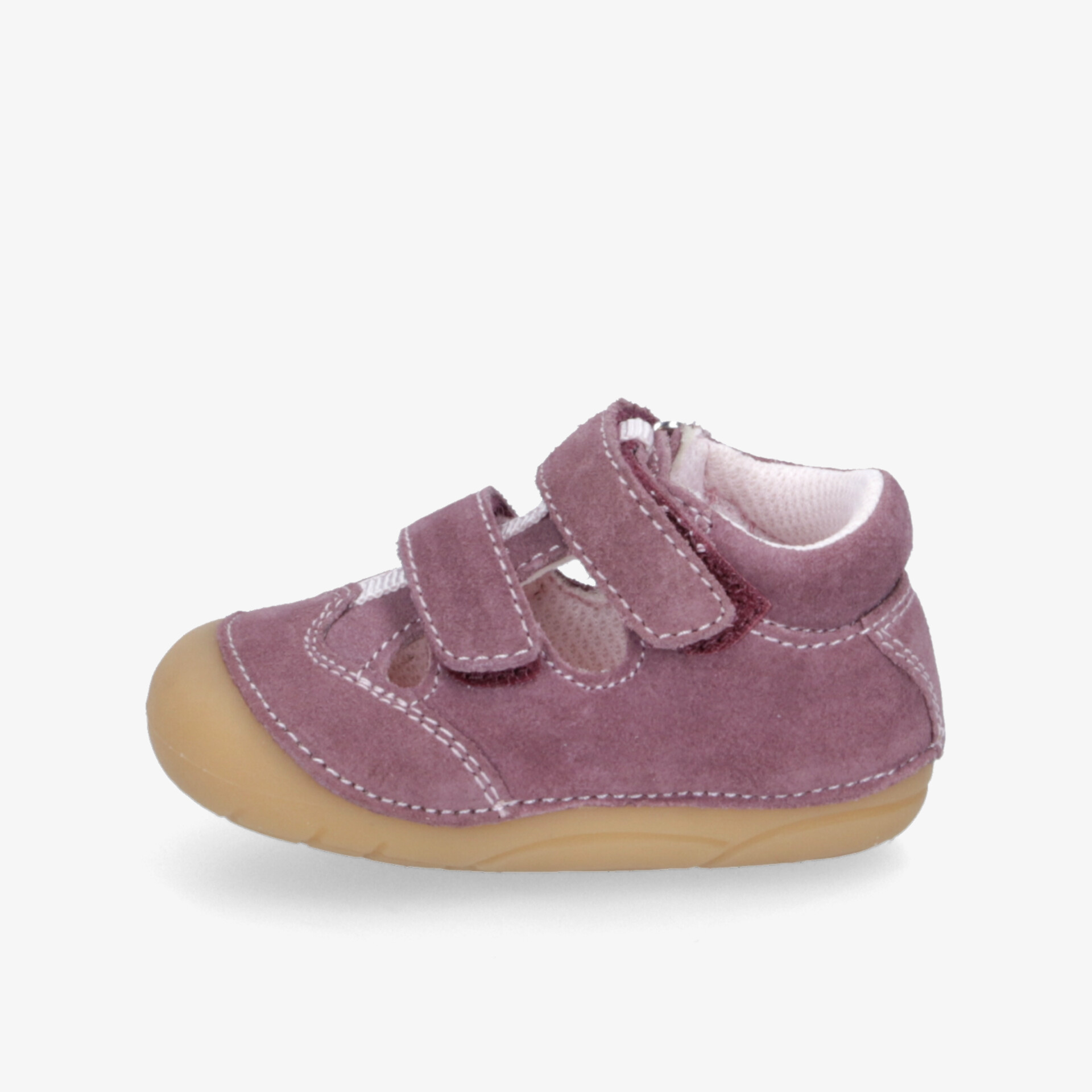 Weicher lila Hausschuh mit flexiblem Klettverschluss und rutschfester Sohle für hohen Tragekomfort