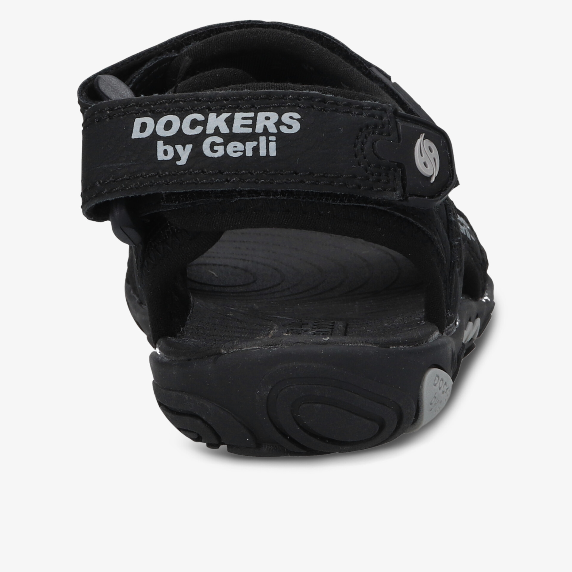 Rückansicht einer verstellbaren Sandale mit rutschfester Sohle und bequemen Tragekomfort