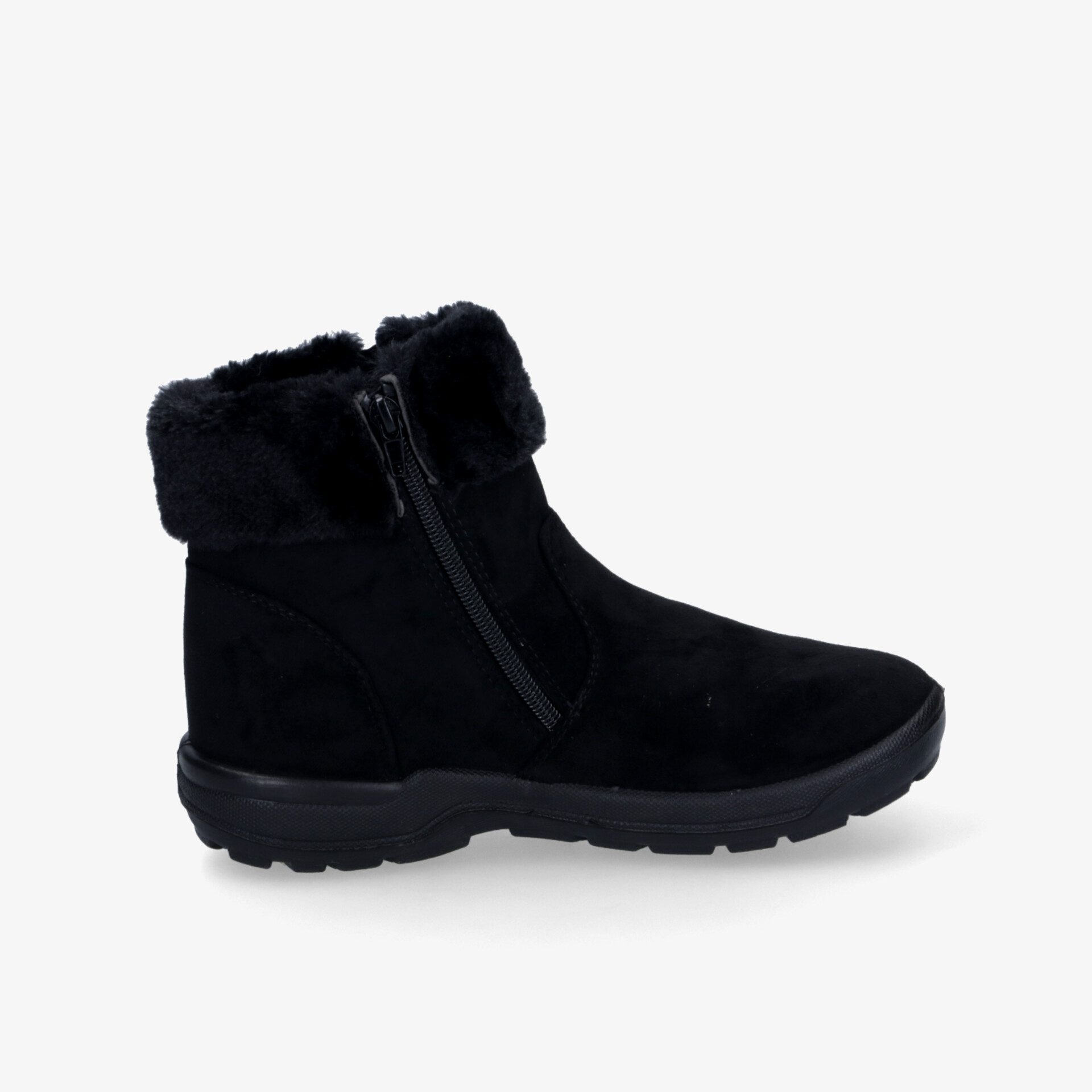 Warmer schwarzer Winterstiefel mit Reißverschluss, rutschfester Sohle und weichem Innenfutter für Komfort