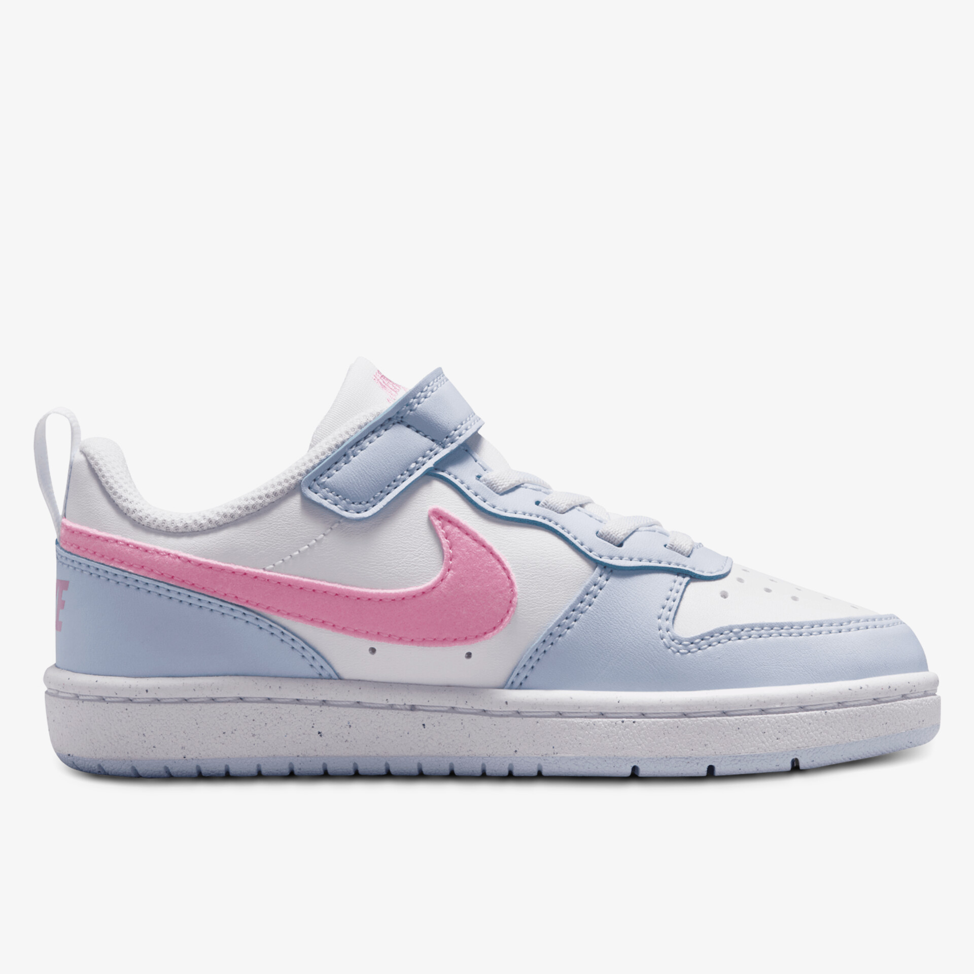 Stylischer Schuh mit blau-rosa Akzenten und praktischem Klettverschluss