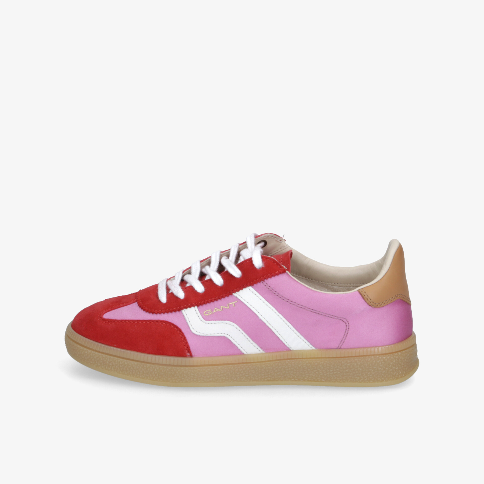 Sportlicher Sneaker in Rosa und Rot mit weißem Streifen, komfortabel, strapazierfähig und modisch für Alltag und Freizeit