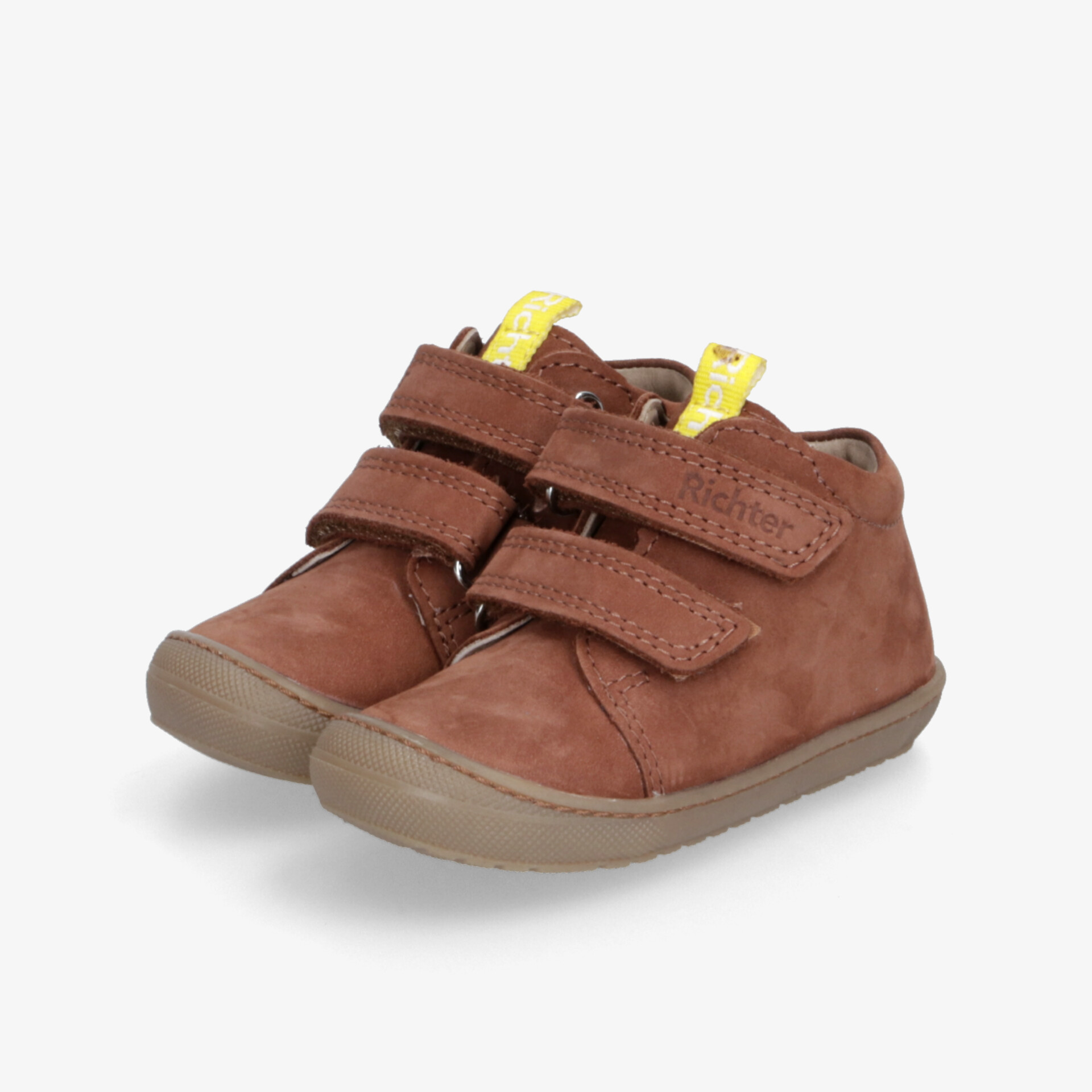 Braune Kinder Sneaker mit praktischem Klettverschluss, weicher und flexibler Sohle für hohen Tragekomfort