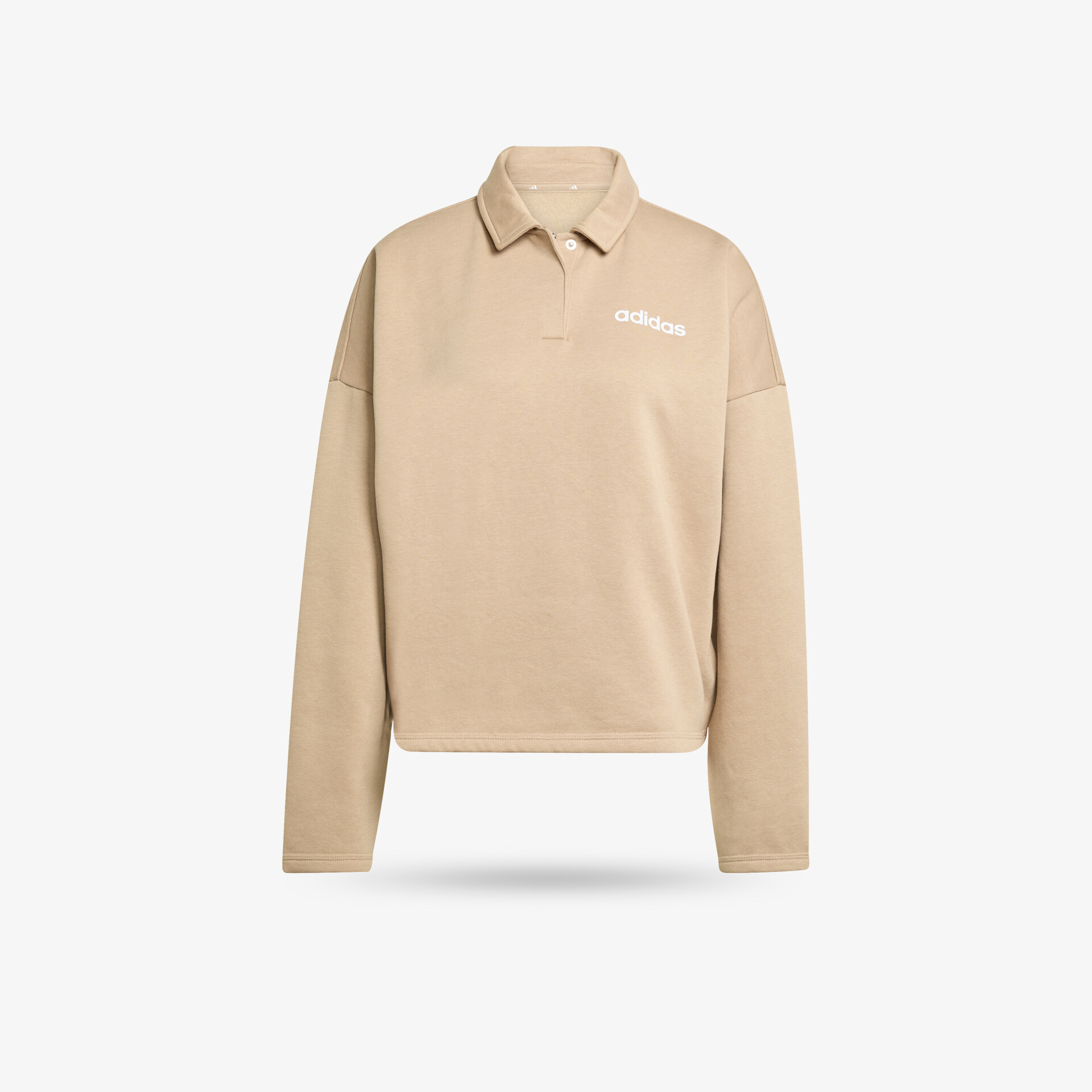Beiger langärmliger Pullover mit Polokragen, locker geschnitten und aus weichem, bequemem Material
