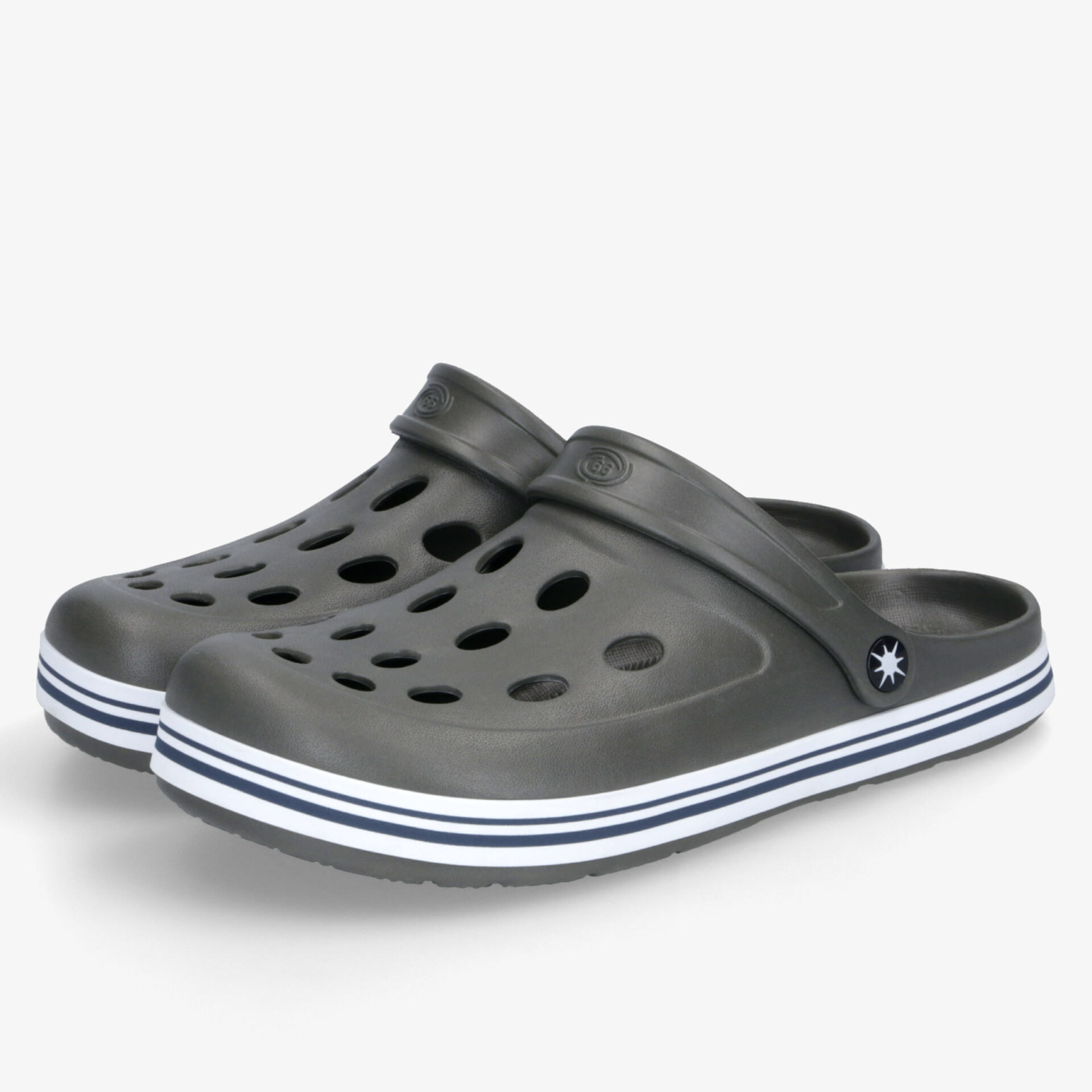 Bequeme und atmungsaktive graue Clogs mit rutschfester Sohle und ergonomischem Design für vielseitigen Einsatz.