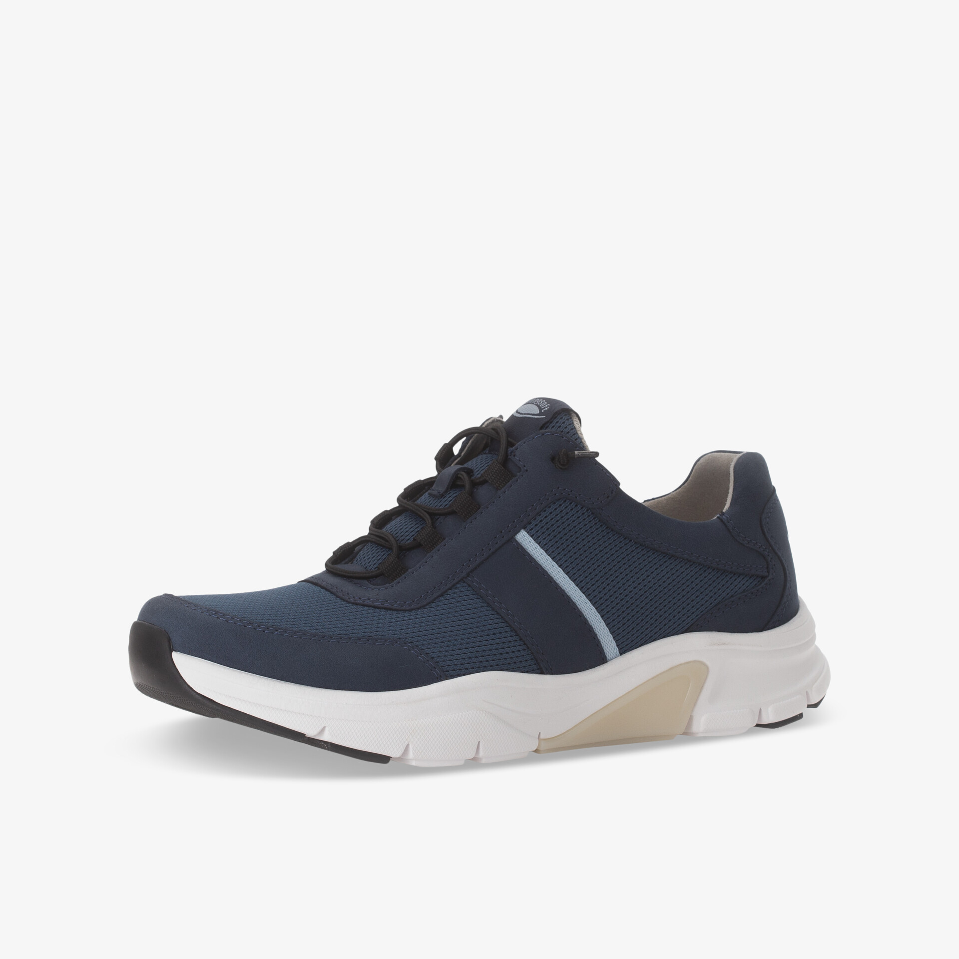 Sportlicher blauer Schuh mit weißer Sohle, komfortabel, leicht, flexibel und stoßdämpfend
