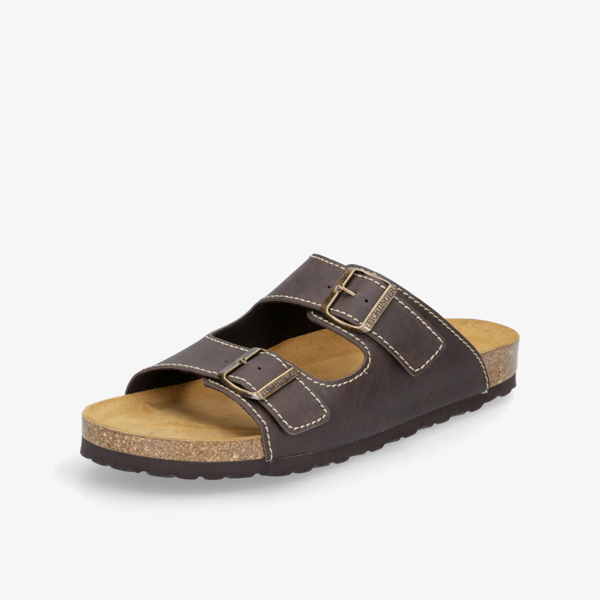 Bequeme braune Sandale mit zwei verstellbaren Riemen und rutschfester Sohle für optimalen Komfort