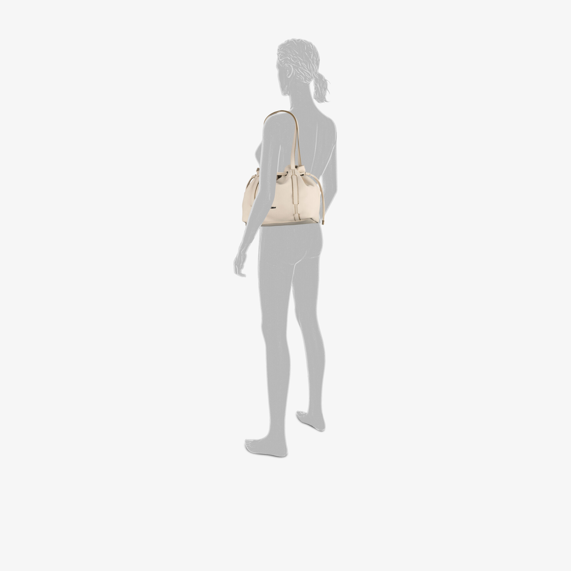 Beige Schultertasche in Lederoptik, stilvoll und geräumig, ideal für vielseitige modische Looks.