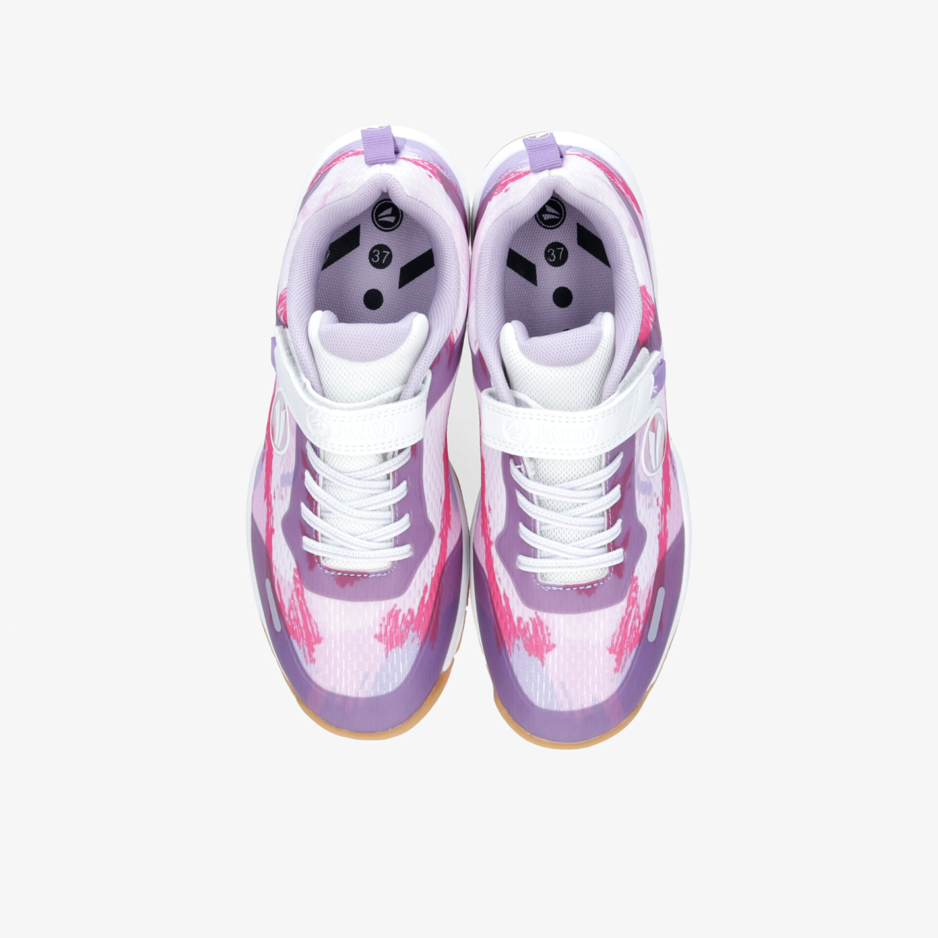 Bequeme und modische Sneaker in lila und rosa mit stabiler Sohle und gepolstertem Innenbereich, Draufsicht