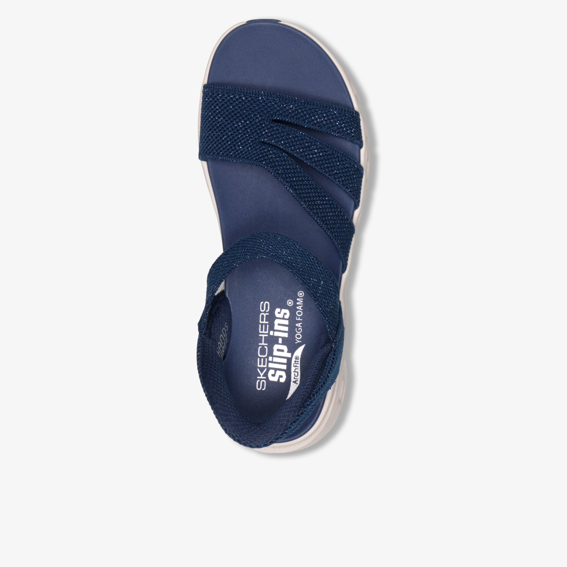 Bequeme blaue Sandale mit flexiblem Riemen und rutschfester Sohle in sportlichem Design draufsicht