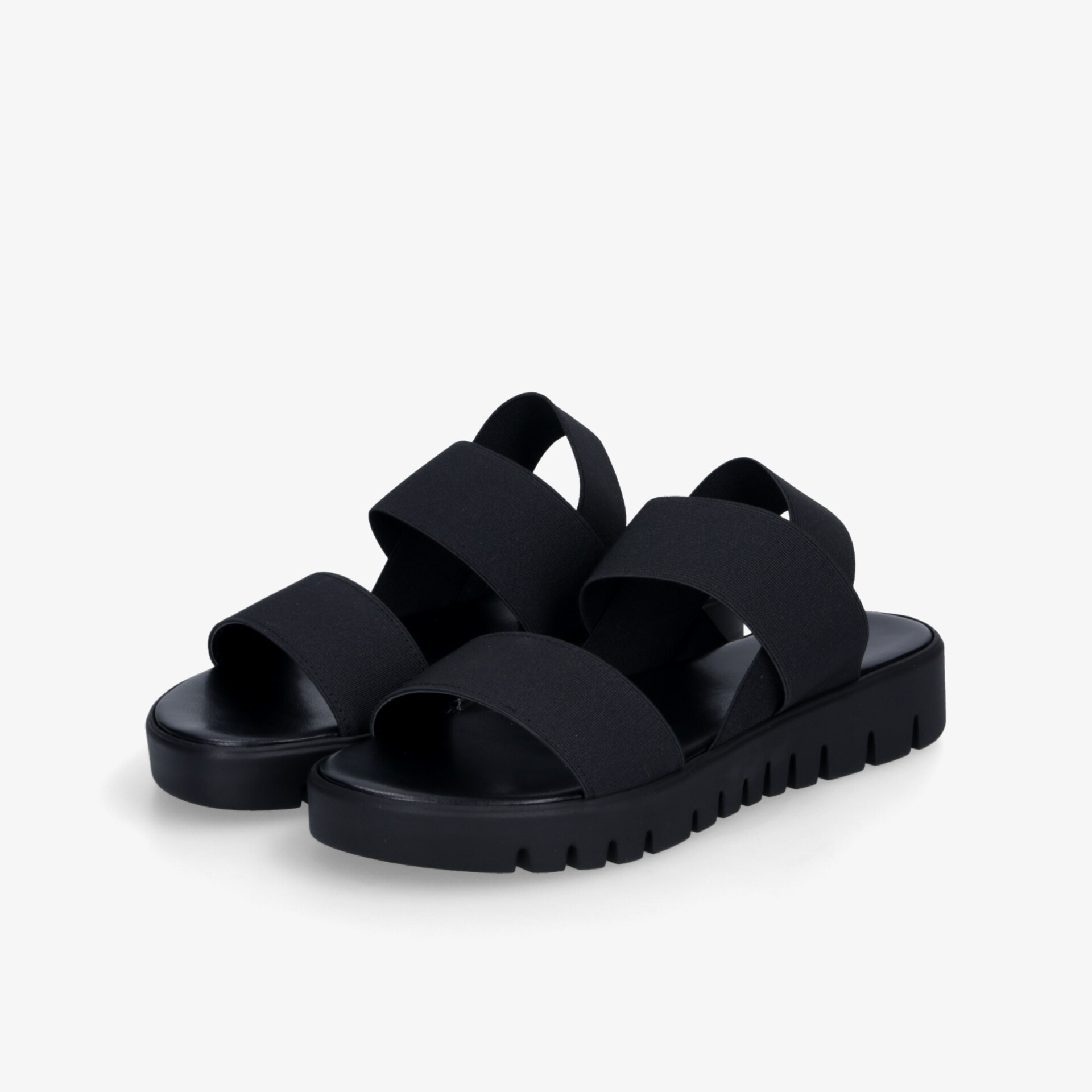 Schwarze Sandalen mit verstellbaren Klettverschlüssen, leicht und flexibel für hohen Tragekomfort und sicheren Halt