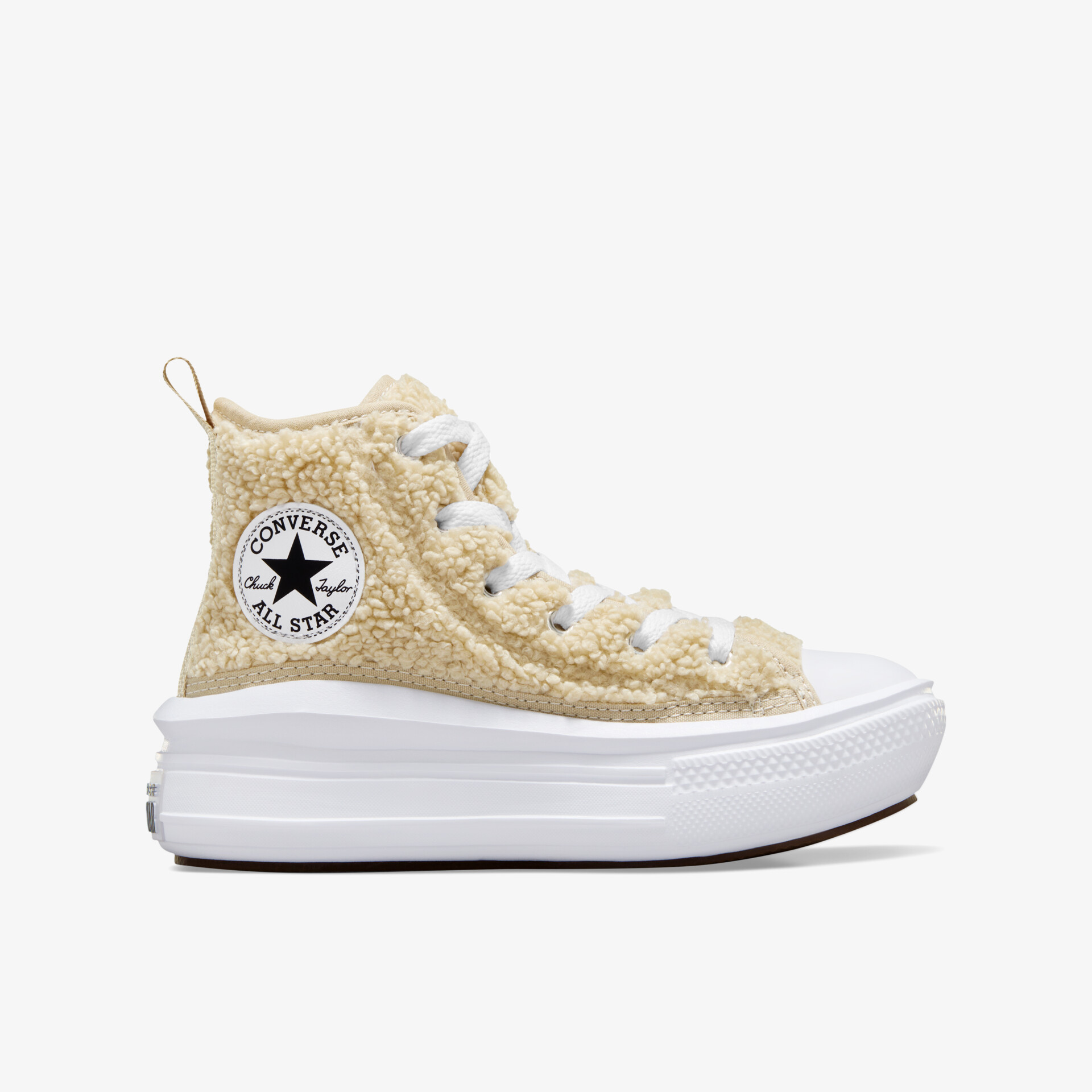 Beige High-Top Sneaker mit Plateau-Sohle und stylischem Design für maximalen Komfort und modischen Look.