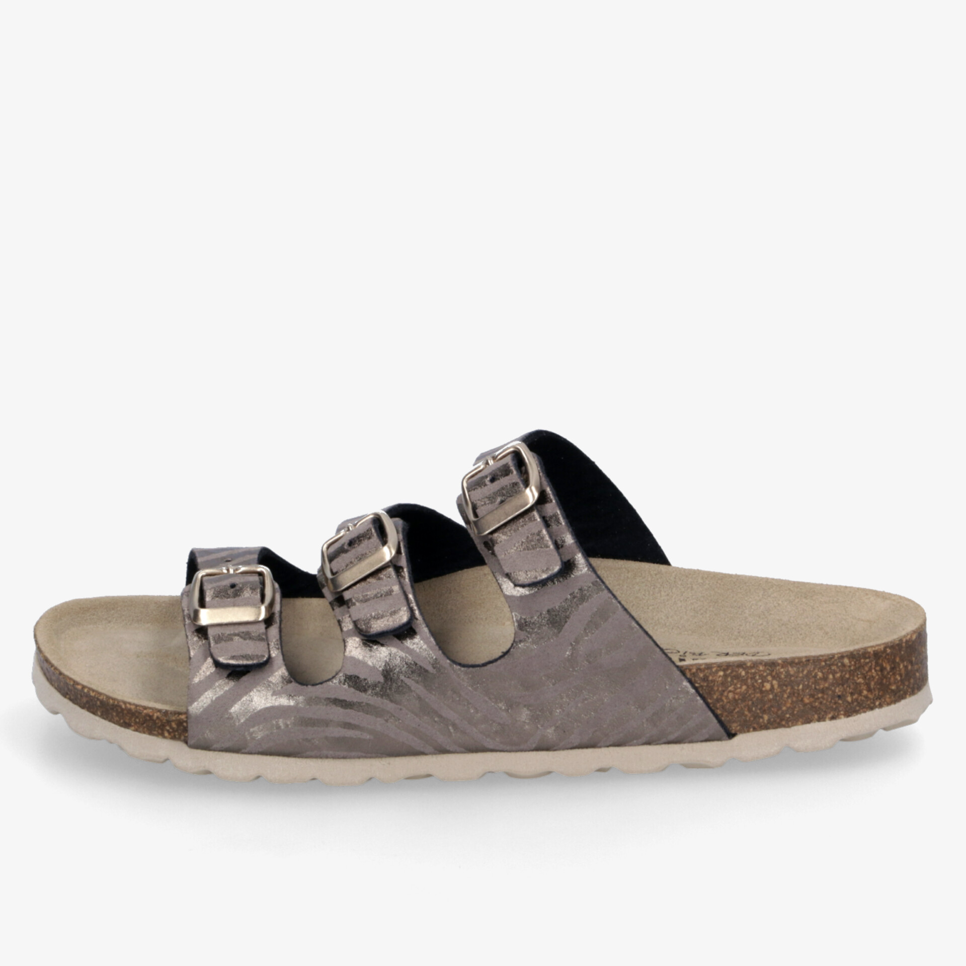 komfortable Pantolette mit drei verstellbaren Schnallen und weichem Fußbett für optimalen Halt und Tragekomfort