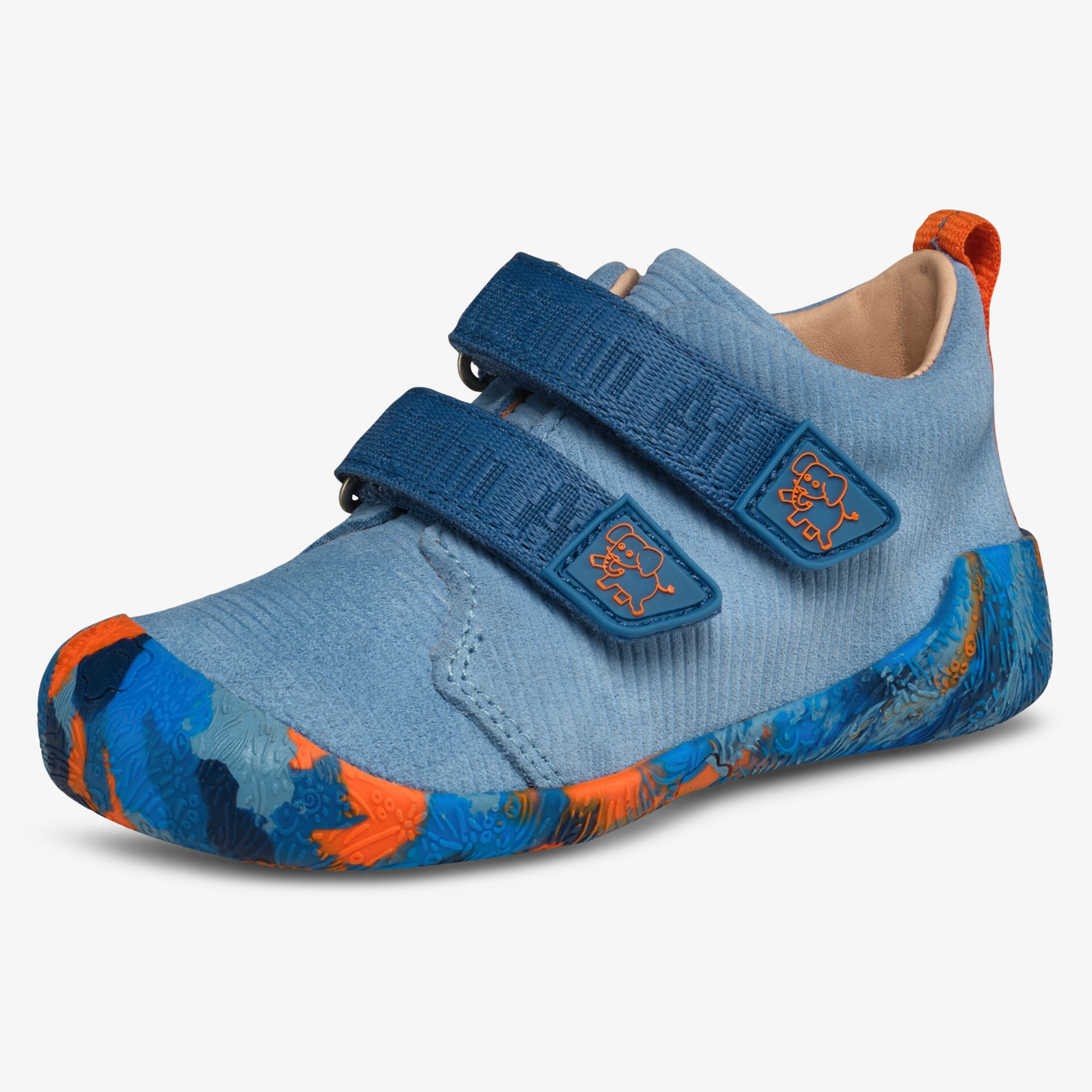 Bequemer Schuh mit praktischem Klettverschluss und flexibler, bunter Sohle für vielseitigen Komfort