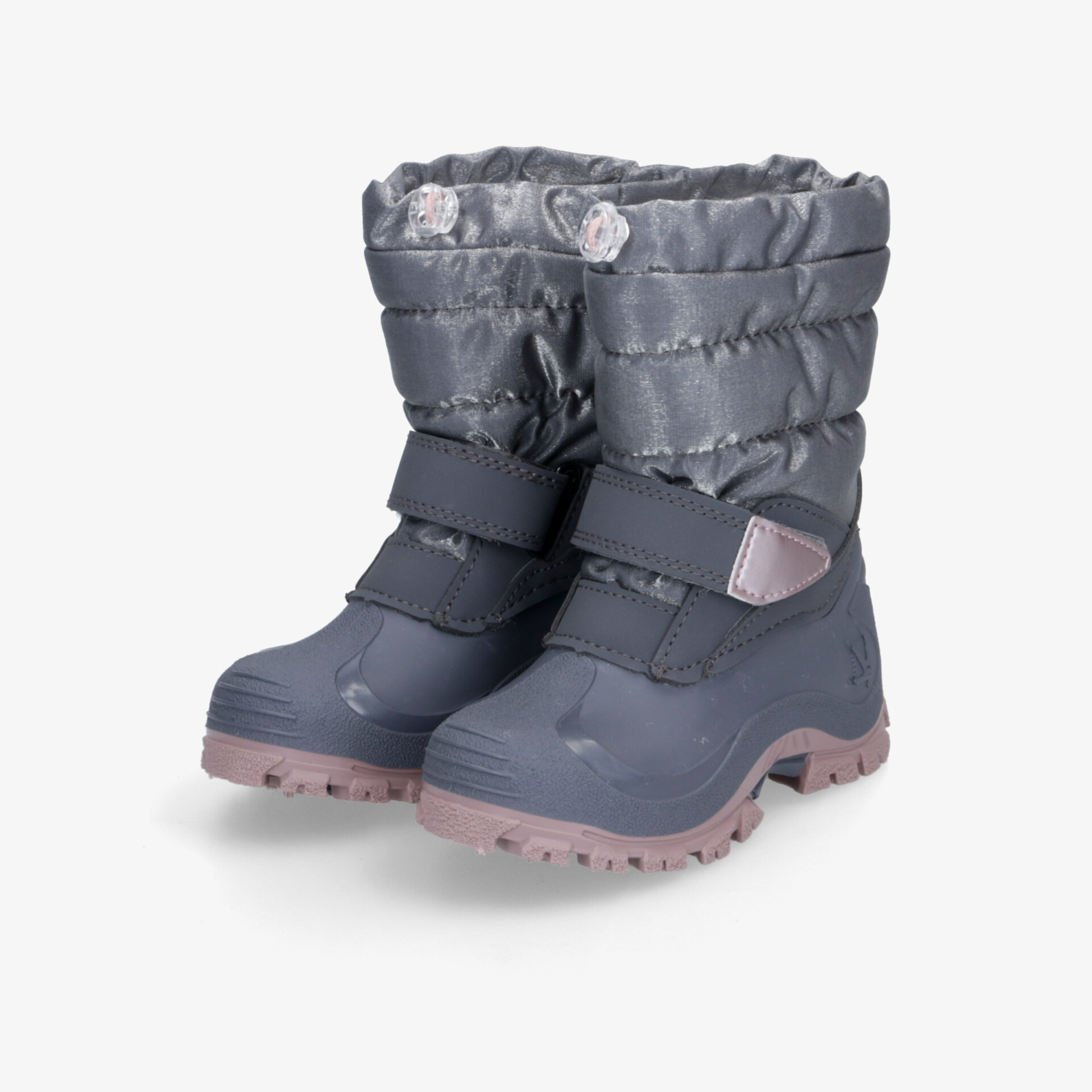 Warmes, wetterfestes Paar Winterstiefel mit verstellbaren Klettverschlüssen und rutschfester Sohle in Grau