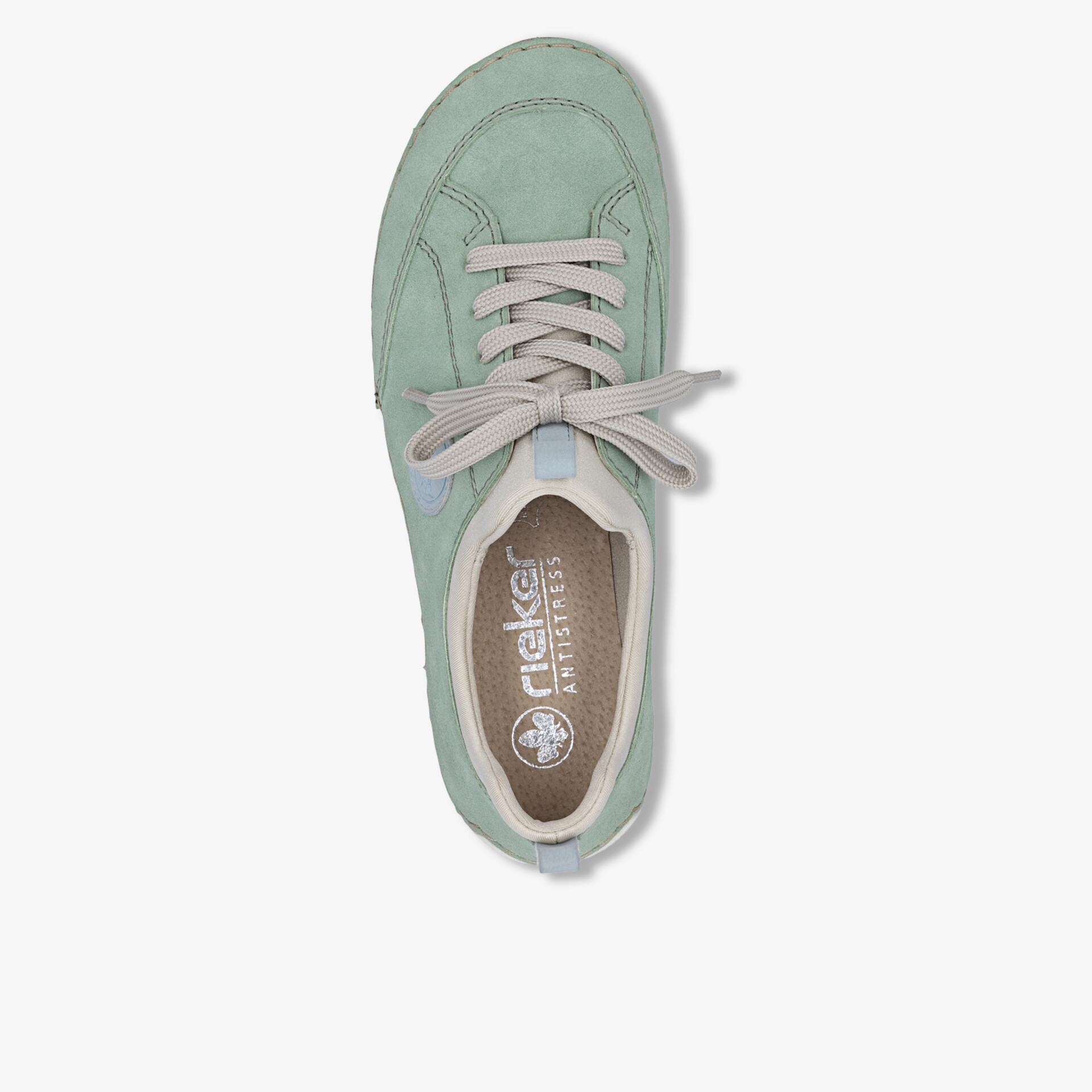 Mintgrüner sportlicher Schuh mit weißer Schnürung, bequem und leicht für den Alltag