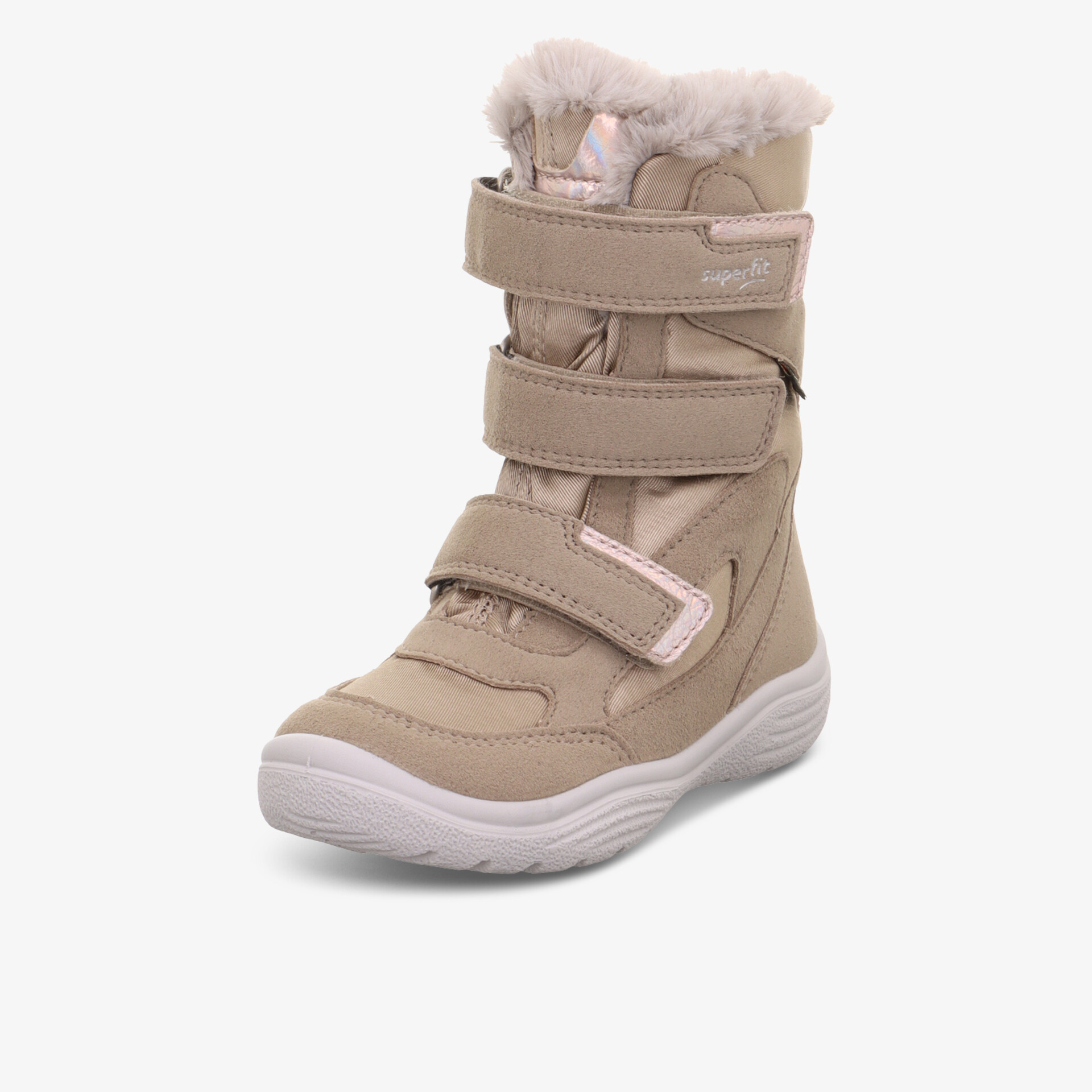 Bequemer Winterstiefel mit warmer Fütterung und praktischem Klettverschluss in Beige