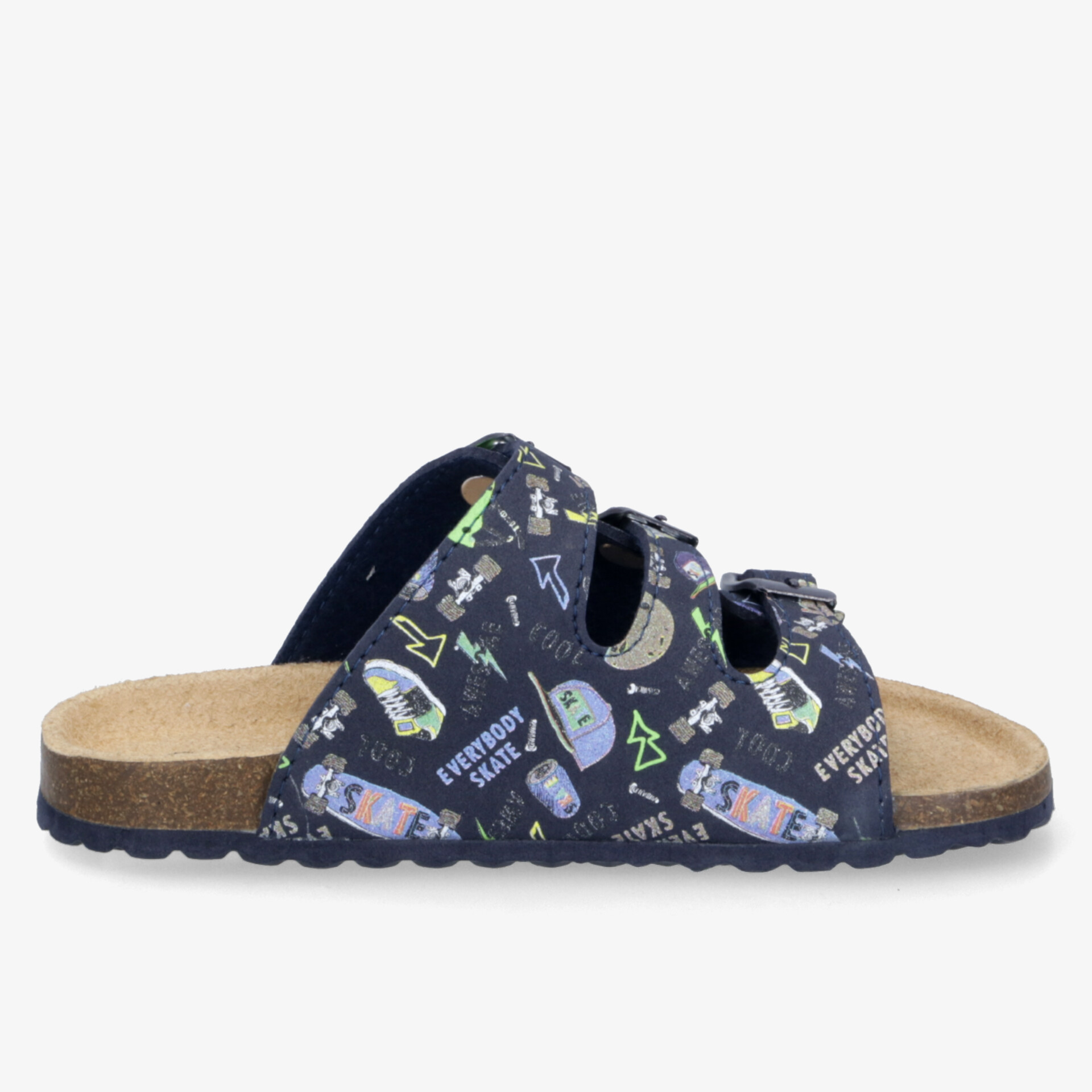 Seitliche Ansicht einer komfortablen Sandale mit verstellbaren Riemen und weichem Fußbett für optimalen Halt