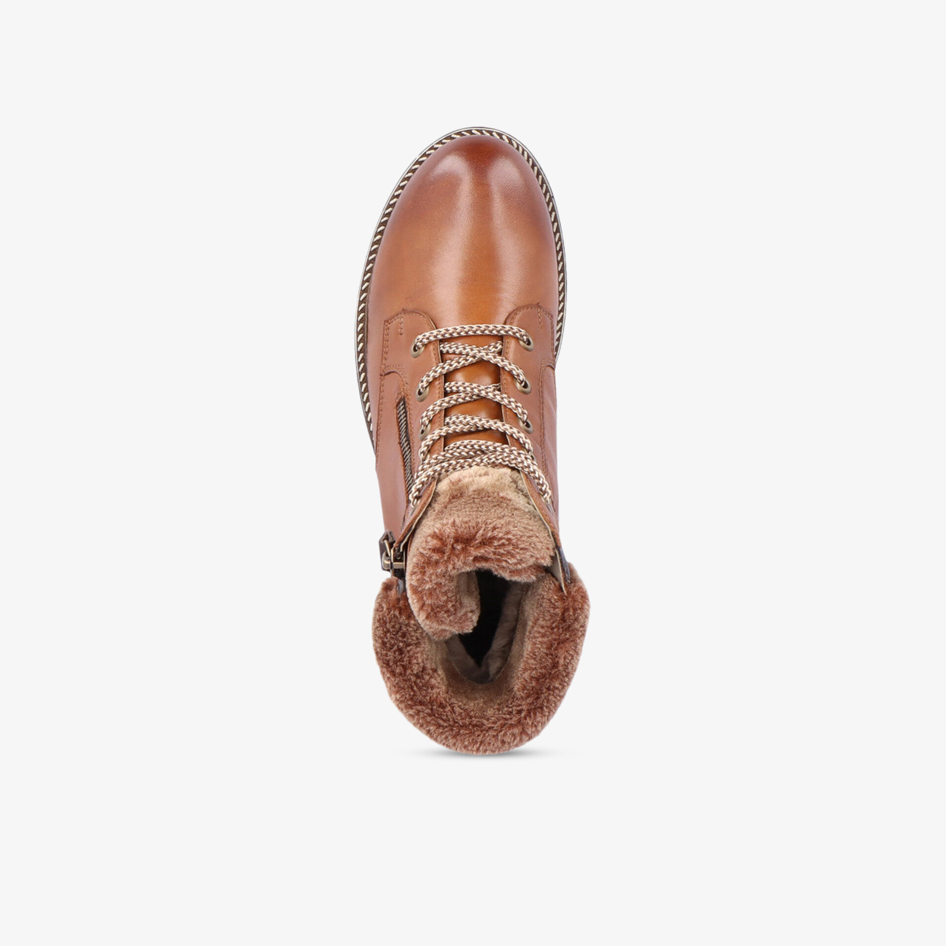 Eleganter brauner Stiefel mit weichem Futter und Schnürung, ideal für kühles Wetter und komfortables Tragen.