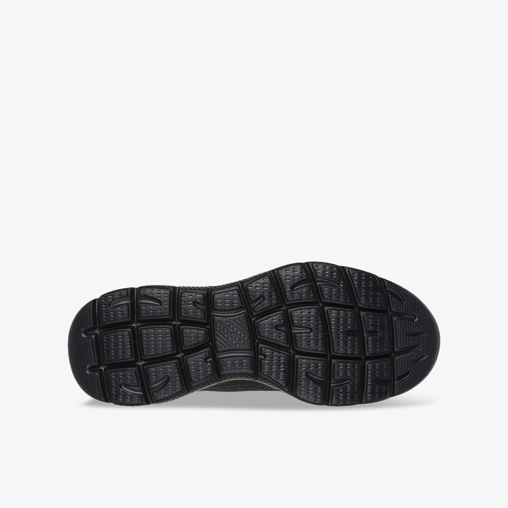 Schwarze Schuhsohle mit rutschfestem, flexiblem Profil für optimalen Halt und hohen Tragekomfort