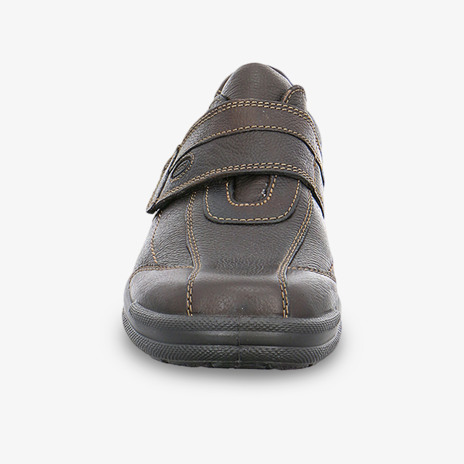 Modischer, komfortabler brauner Schuh mit Klettverschluss und ergonomischer Sohle, ideal für Alltag und Freizeit.