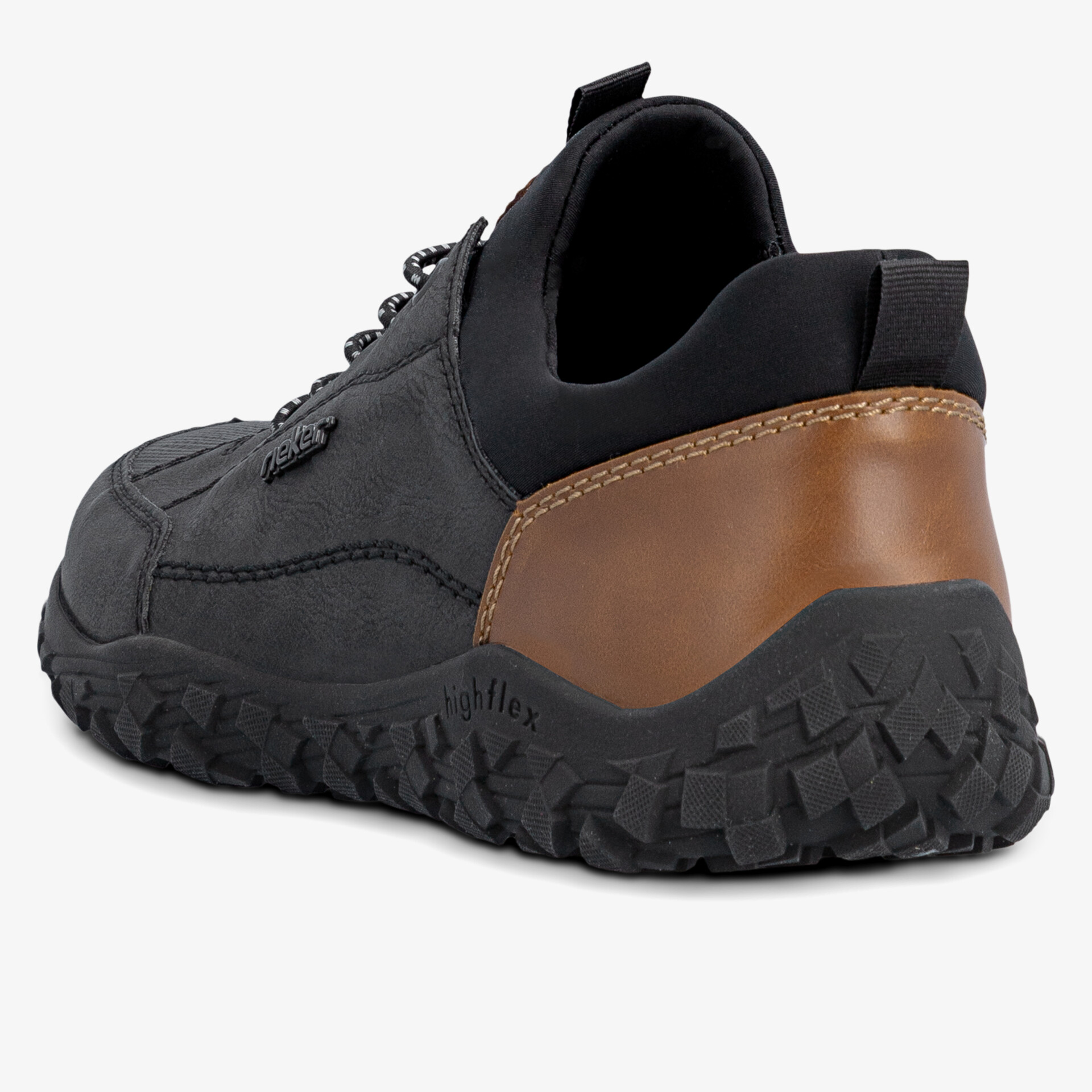 robuster Schuh mit rutschfester Sohle und braunem Fersenbesatz für sicheren Halt und Komfort