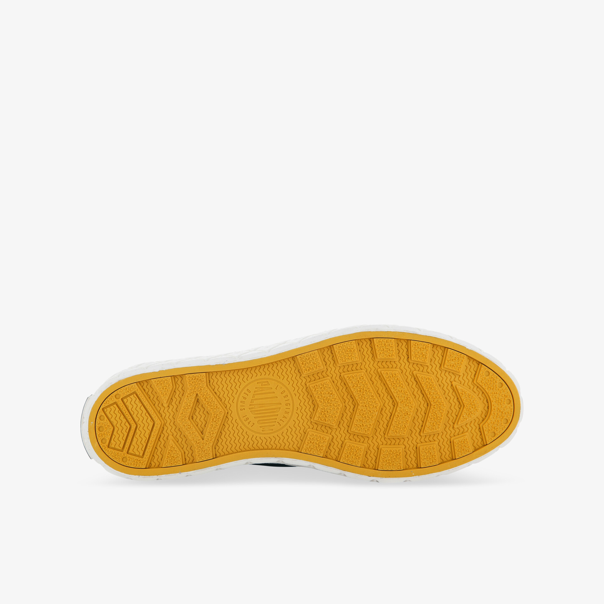 Strapazierfähige gelbe Schuhsohle mit rutschfestem Profil für optimalen Halt und Komfort.