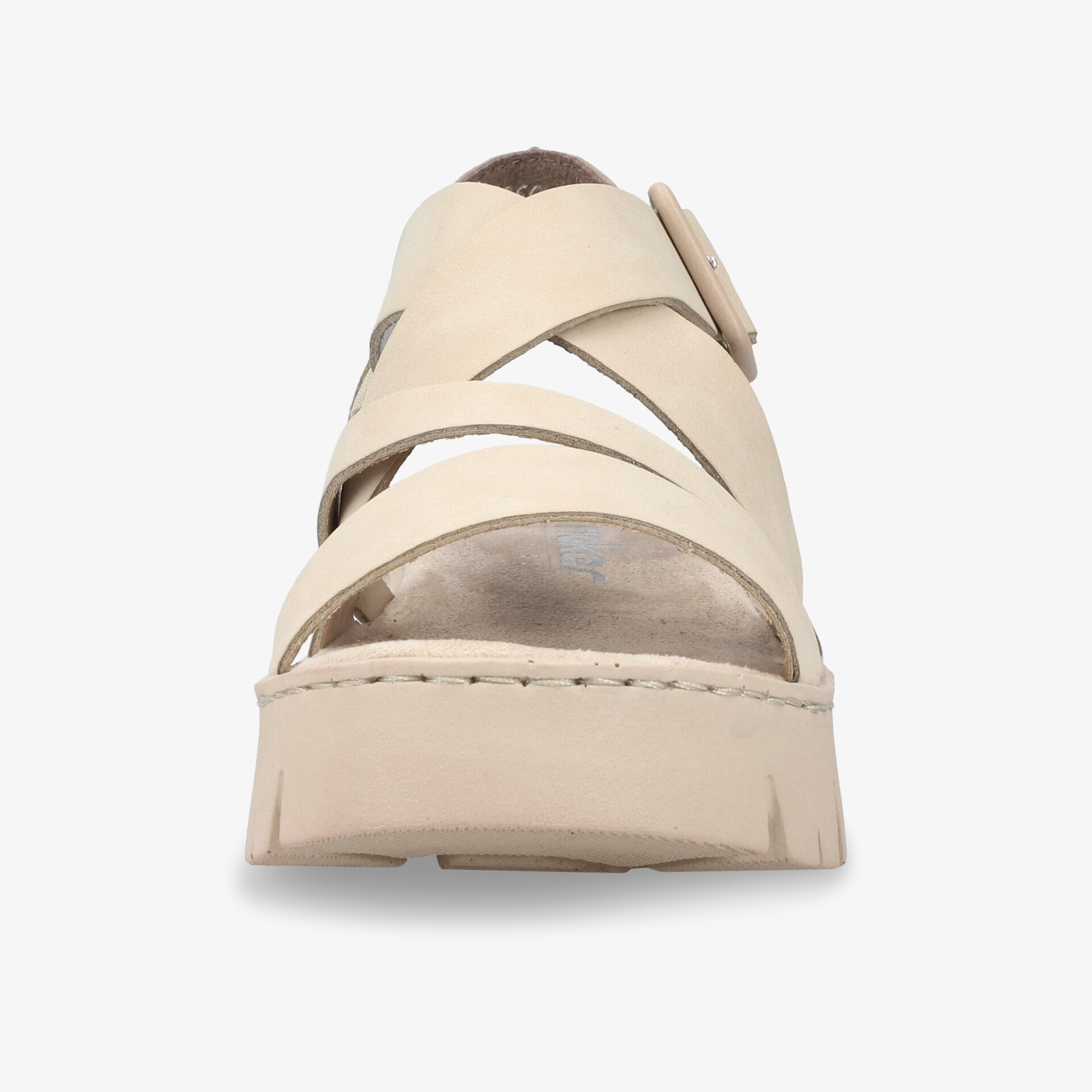 Beige Sandalette mit bequemer Plateau-Sohle und verstellbarer Schnalle, modisches offenes Design für angenehmen Tragekomfort