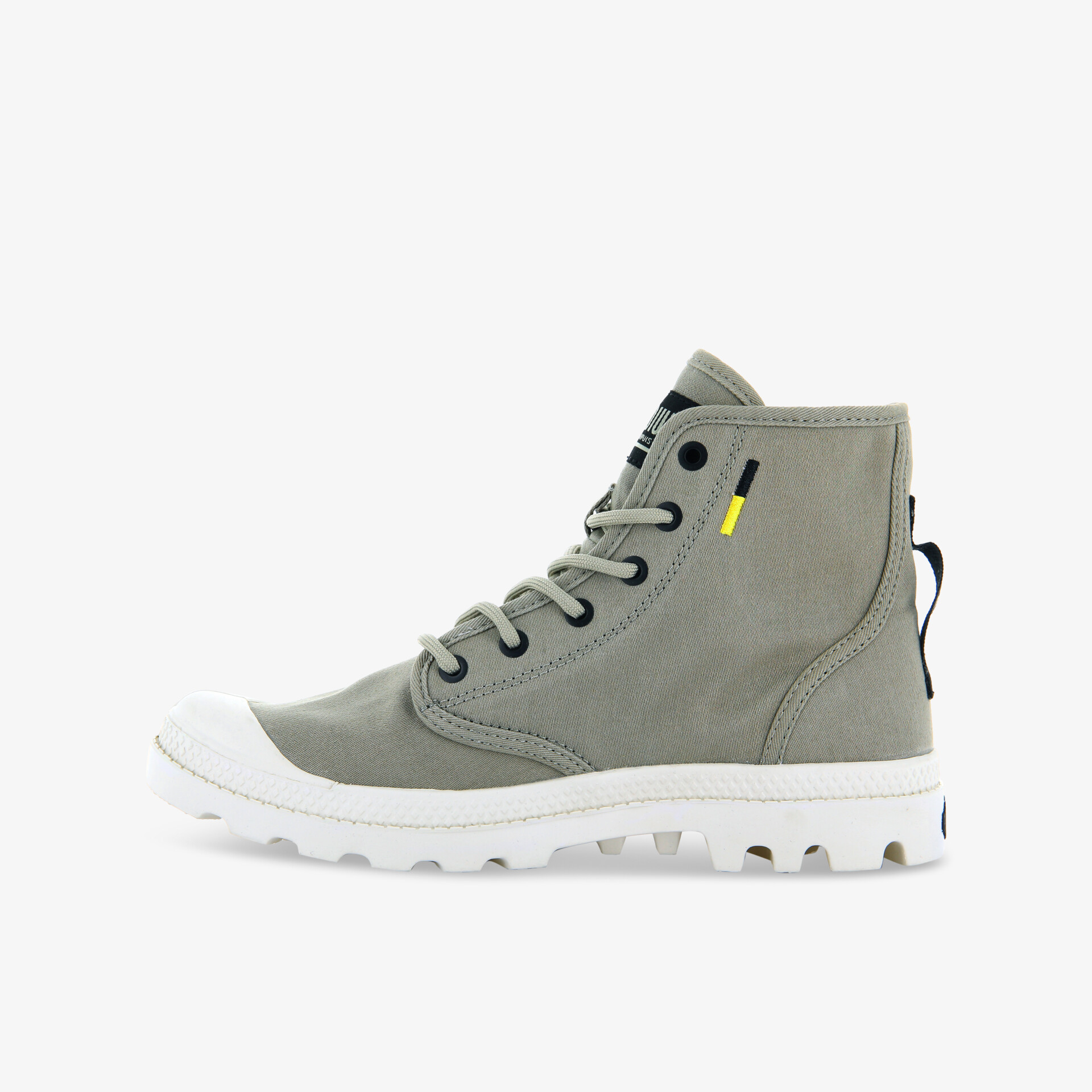 Moderner grauer High-Top-Sneaker mit robuster Sohle und einzigartigem Design, ideal für urbanen Look.