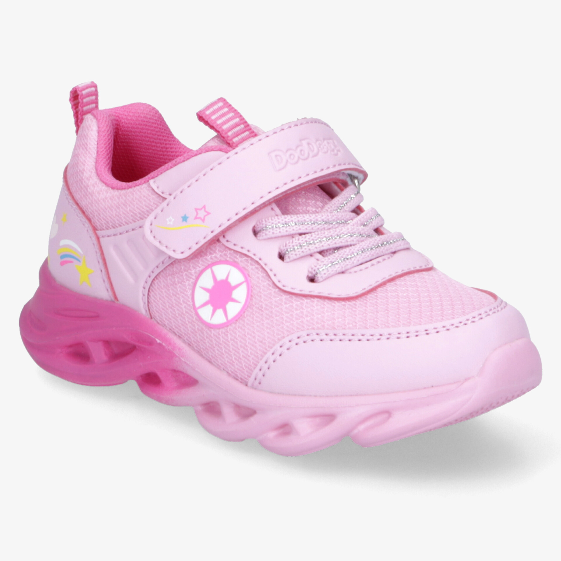 Leichter, atmungsaktiver rosa Sportschuh mit flexiblem Profil und gepolstertem Schaft für optimalen Tragekomfort