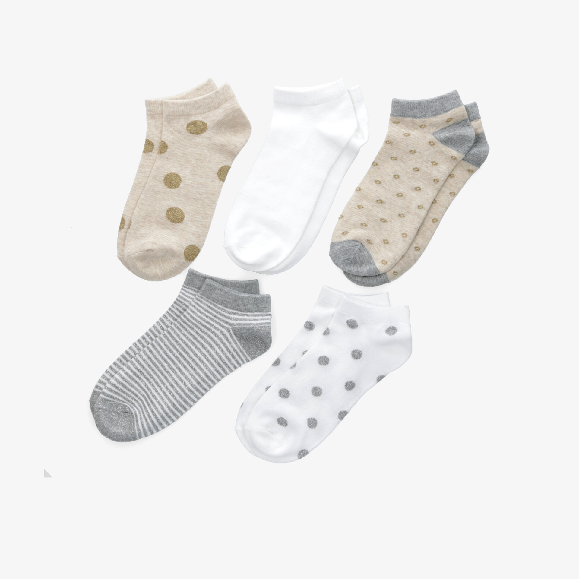 Set aus fünf farblich unterschiedlichen, komfortablen und weichen Kurzsocken für vielseitigen Alltag