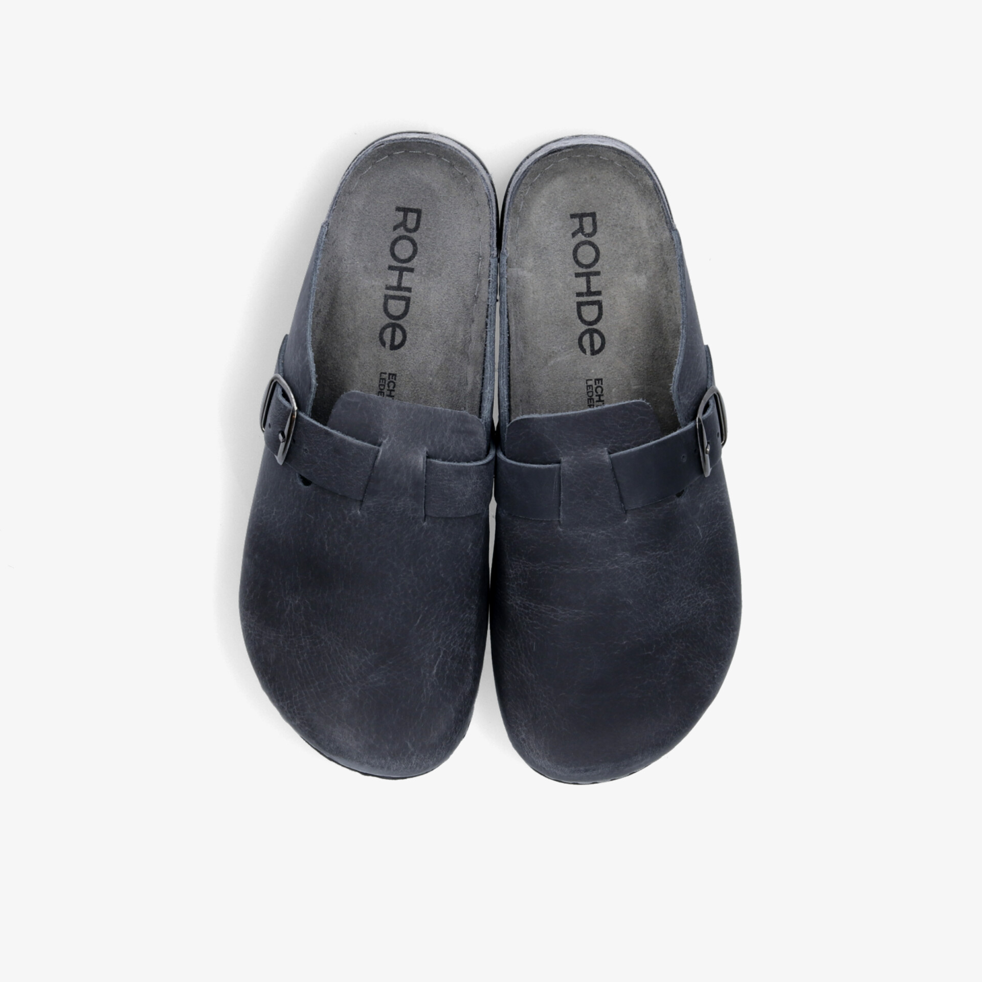 Robuste, bequeme schwarze Clogs aus weichem Material mit rutschfester Sohle und praktischem Design, Draufsicht