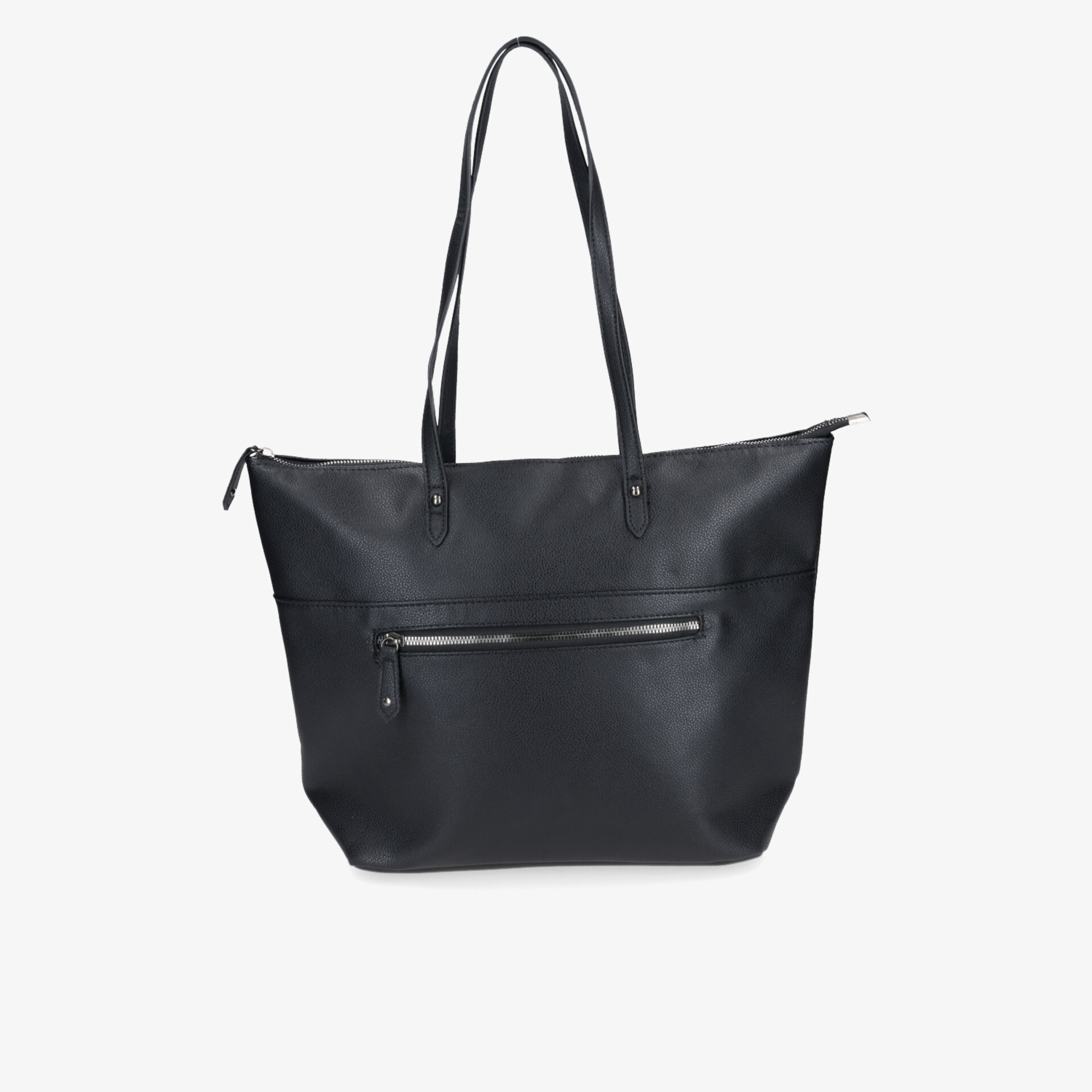 Schwarze elegante Handtasche mit robustem Reißverschluss und komfortablen Tragegriffen, ideal für Alltag und Freizeit