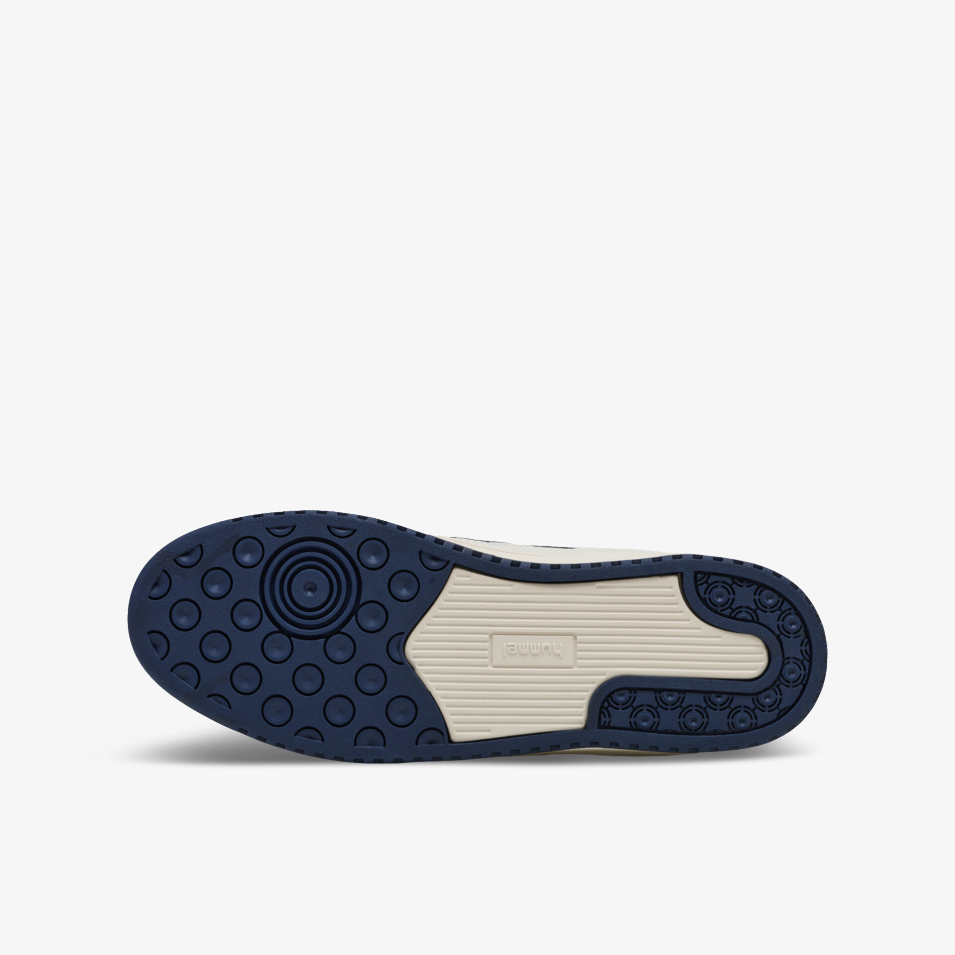 Rutschfeste und langlebige Gummisohle in Dunkelblau mit strukturierter Oberfläche für optimalen Halt.
