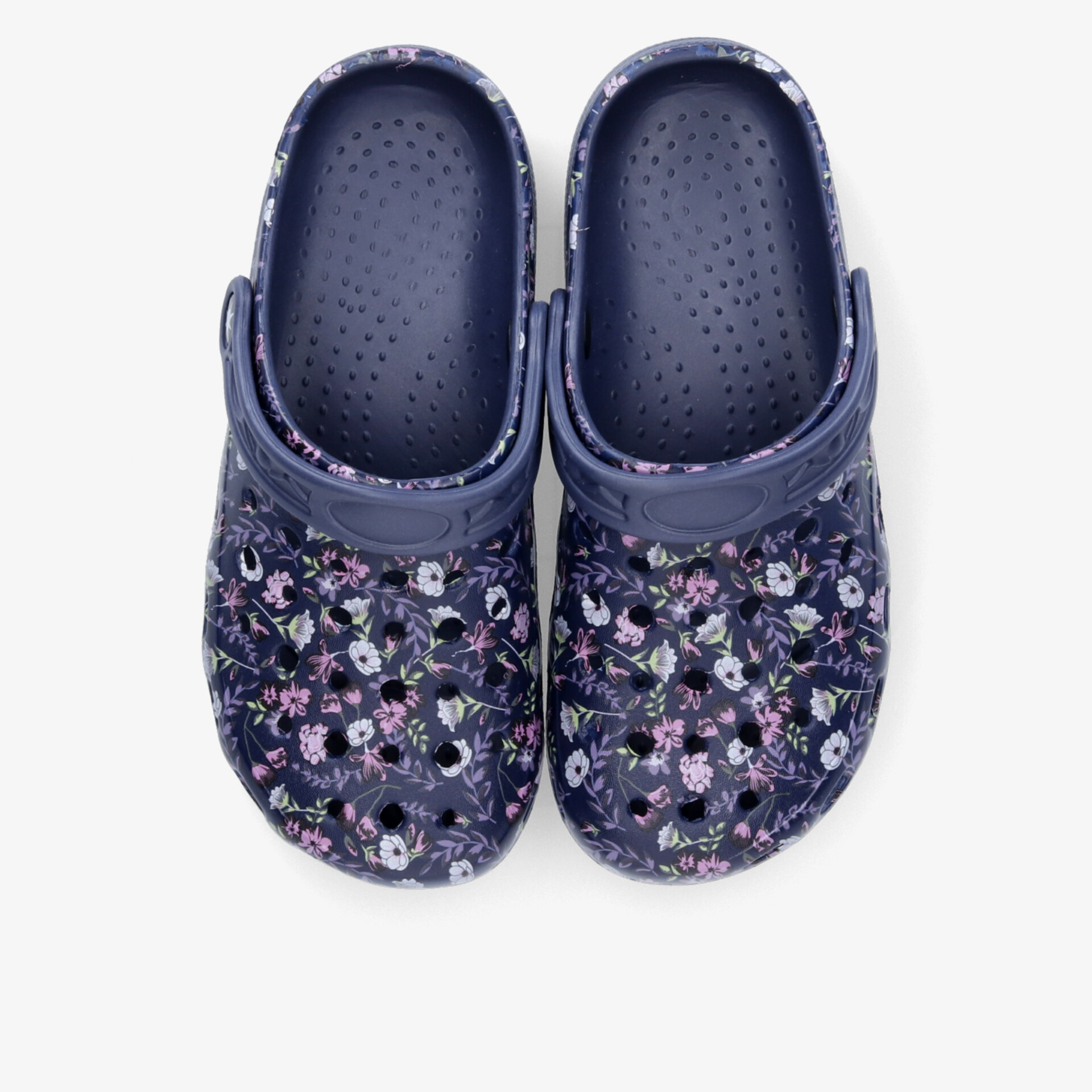 Bequeme Clogs mit floralem Muster und rutschfester Sohle, ideal für den Alltag.