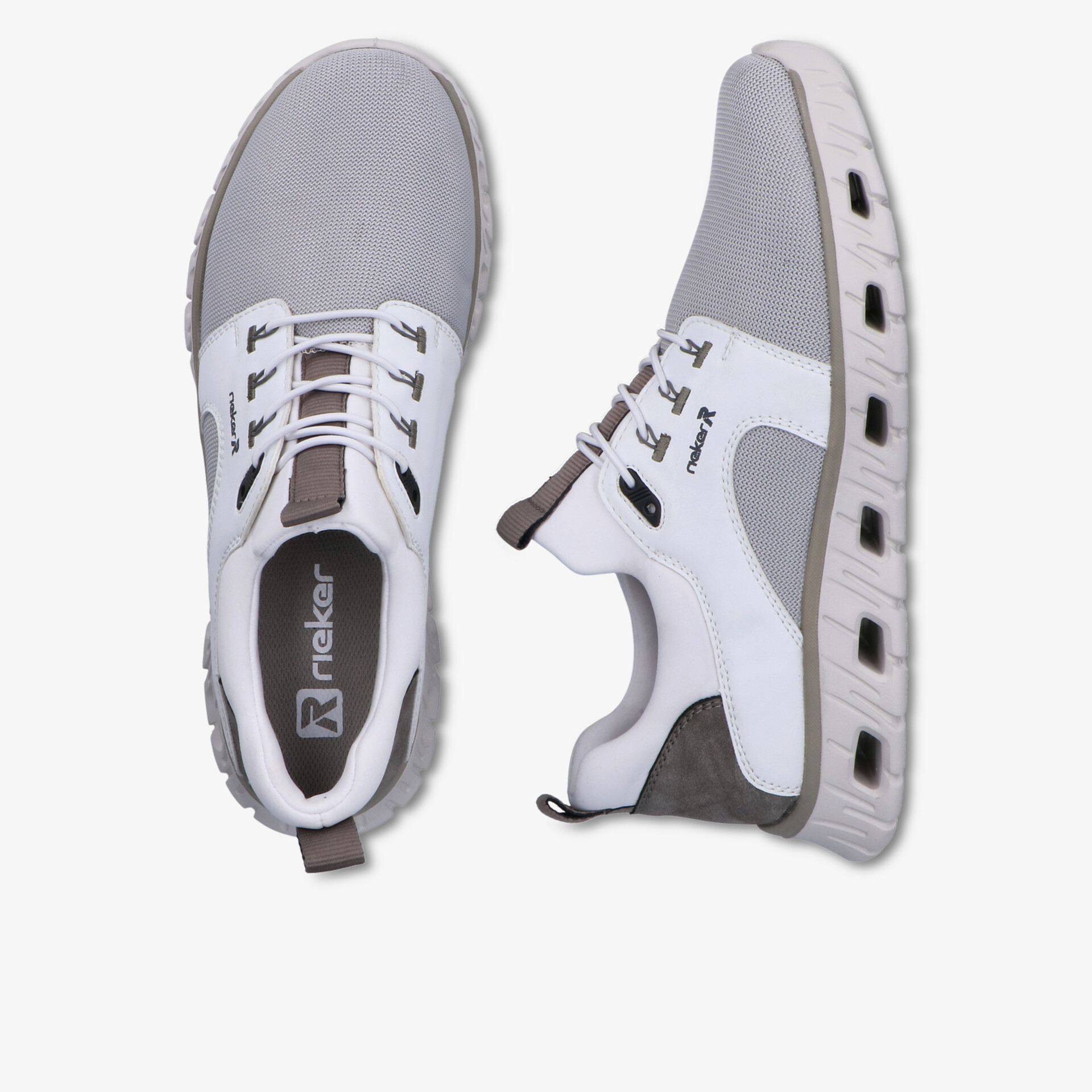 Atmungsaktiver leichter Sportschuh in Grau und Weiß mit flexibler, rutschfester Sohle