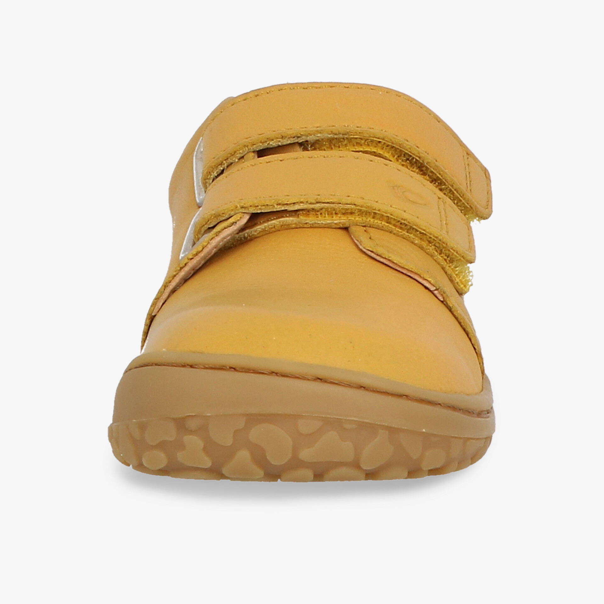 Bequemer gelber Schuh mit zwei verstellbaren Klettverschlüssen und robuster rutschfester Sohle