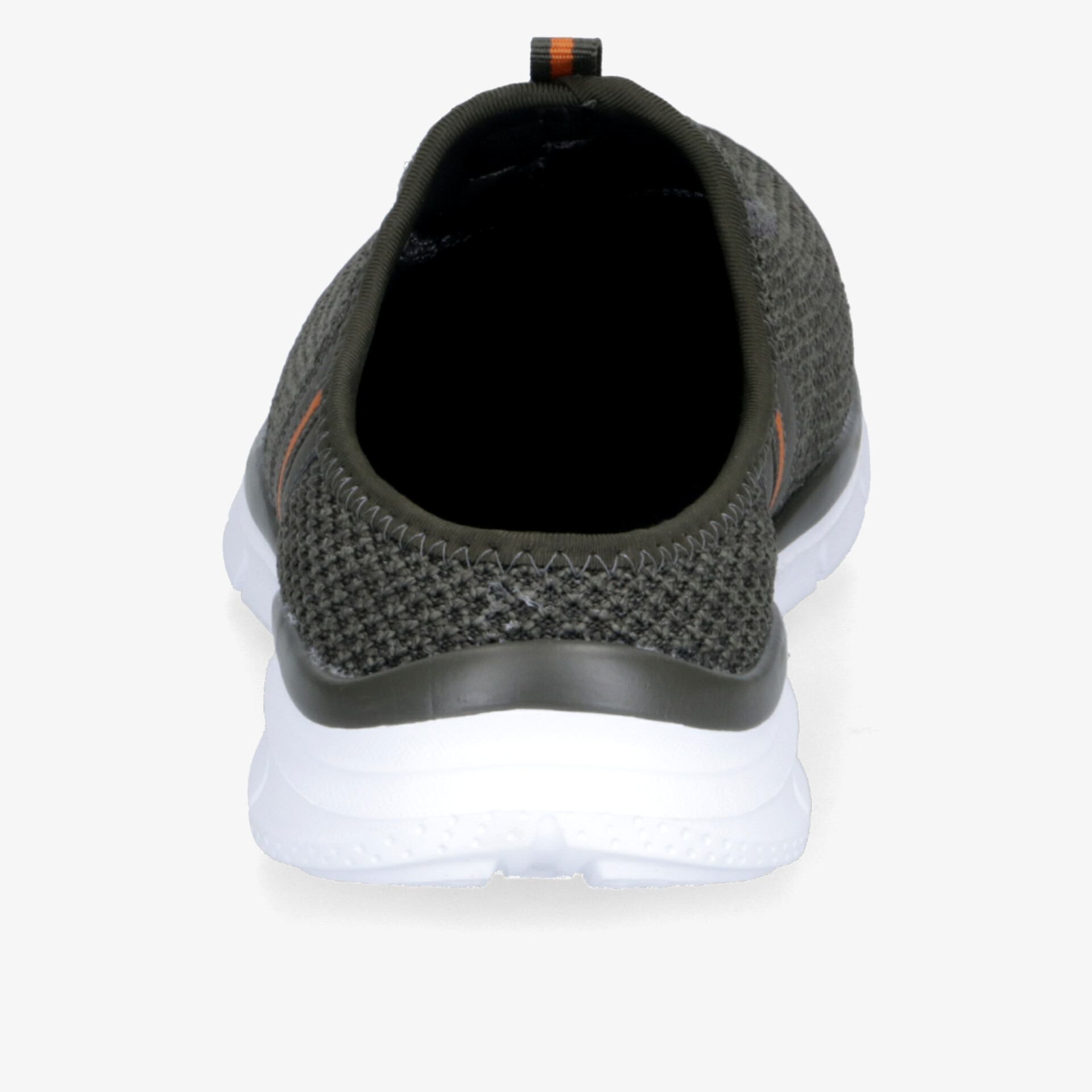 Moderner leichter Schuh mit atmungsaktivem Material und gepolstertem Rahmen, rutschfeste weiße Sohle sichtbar