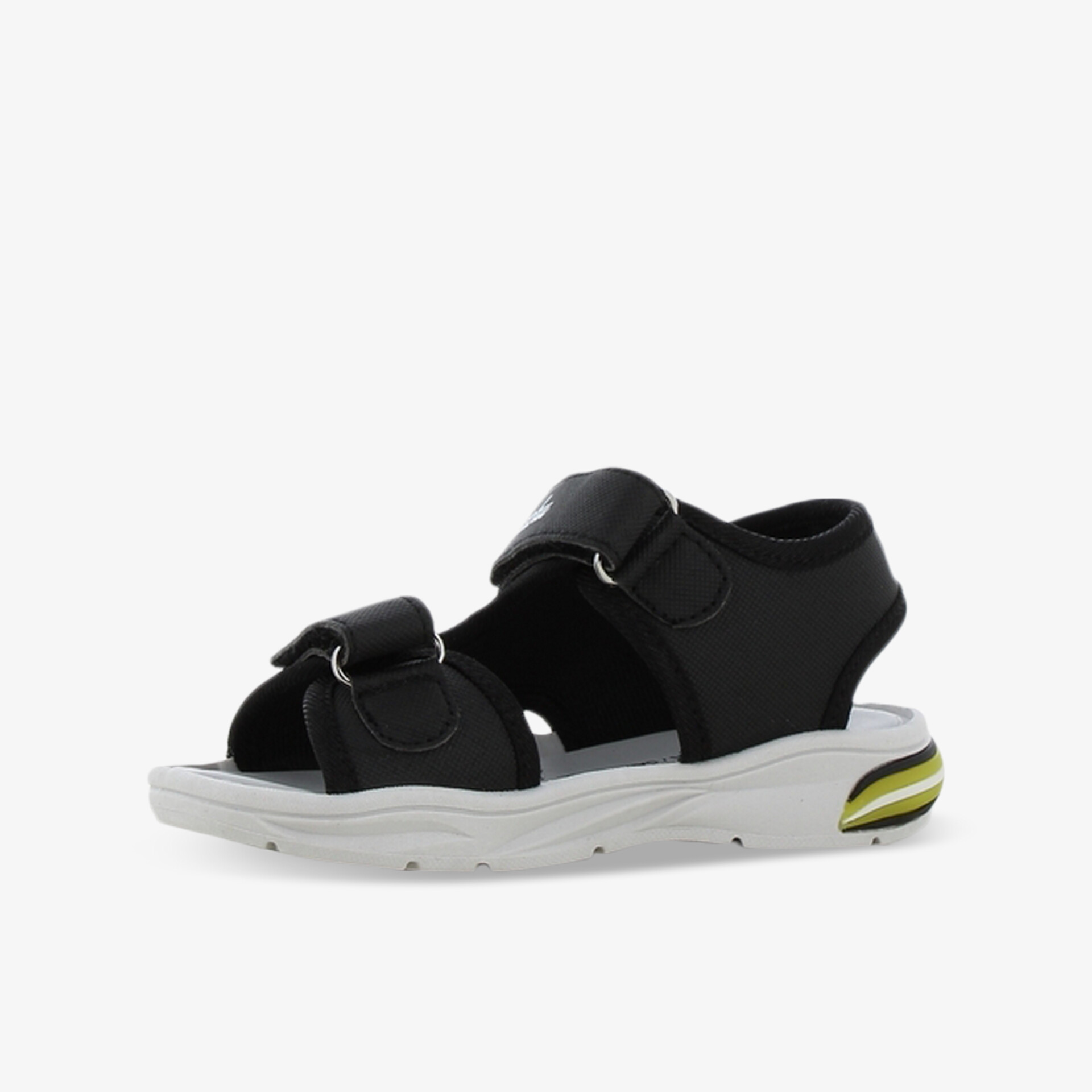 Schwarze und weiße sportliche Sandale mit weicher Polsterung und verstellbaren Riemen für optimalen Komfort