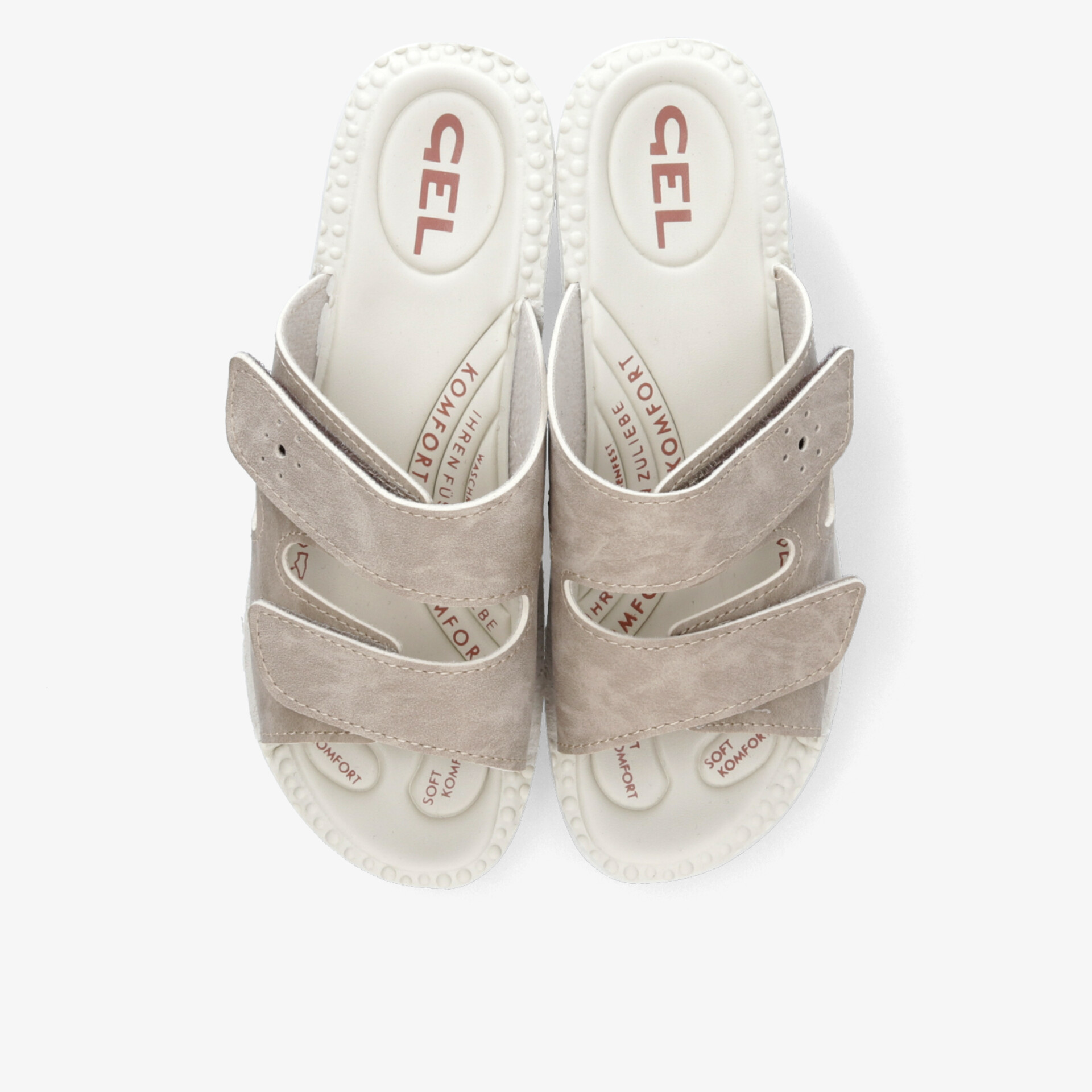 Bequeme Sandale mit GEL-Dämpfung, weichem Fußbett und verstellbaren Riemen in hellem Beige