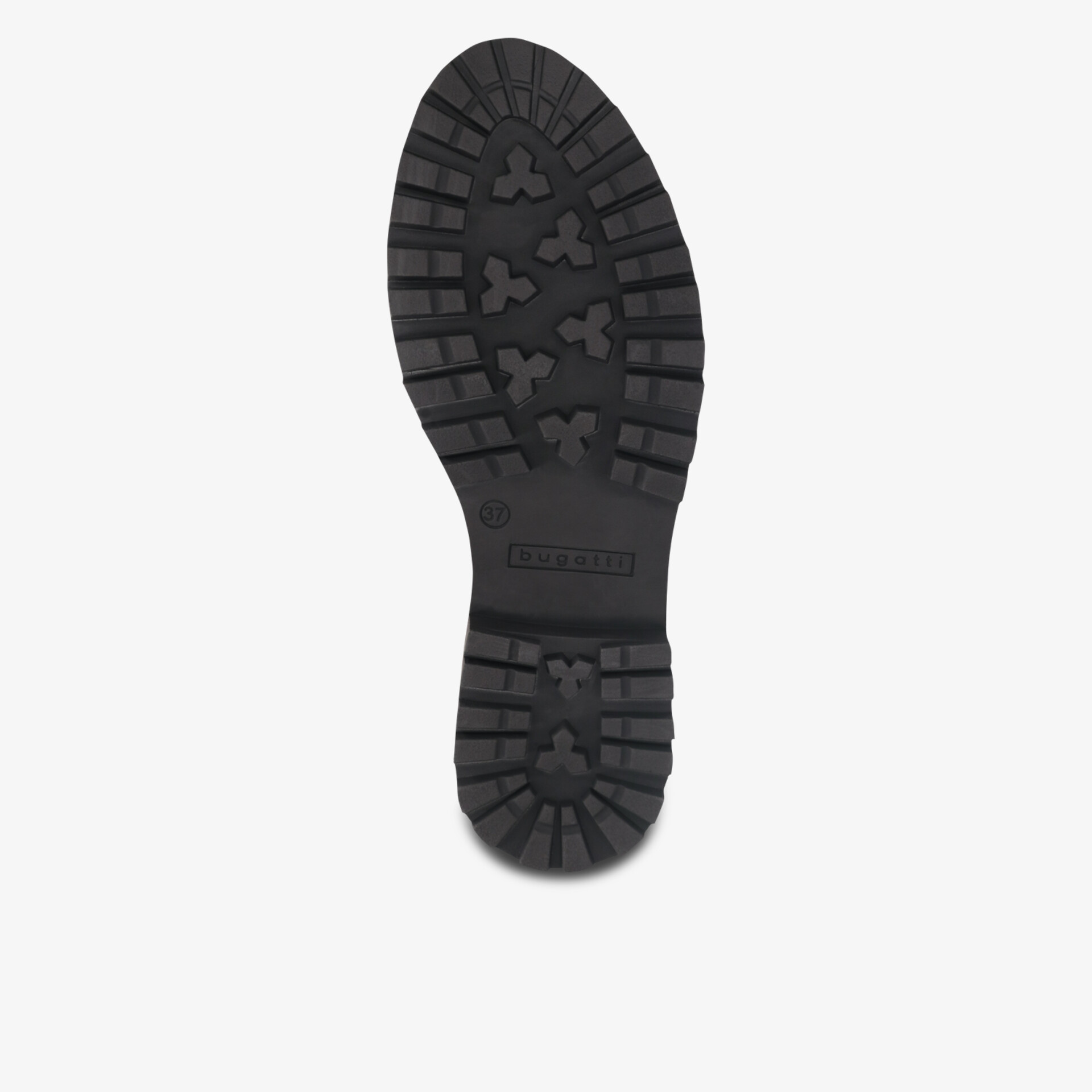 Profilierte schwarze robuste Schuhsohle für sicheren und komfortablen Halt auf verschiedenem Untergrund