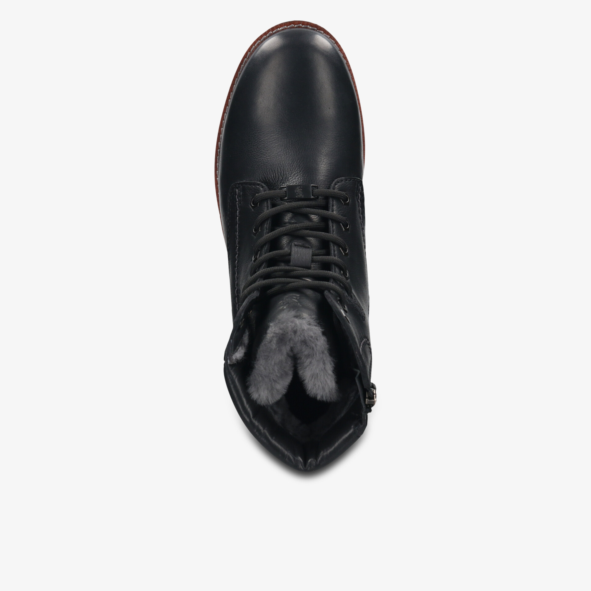 Robuster schwarzer Schnürstiefel mit warmem Futter, langlebig und komfortabel für kalte Tage
