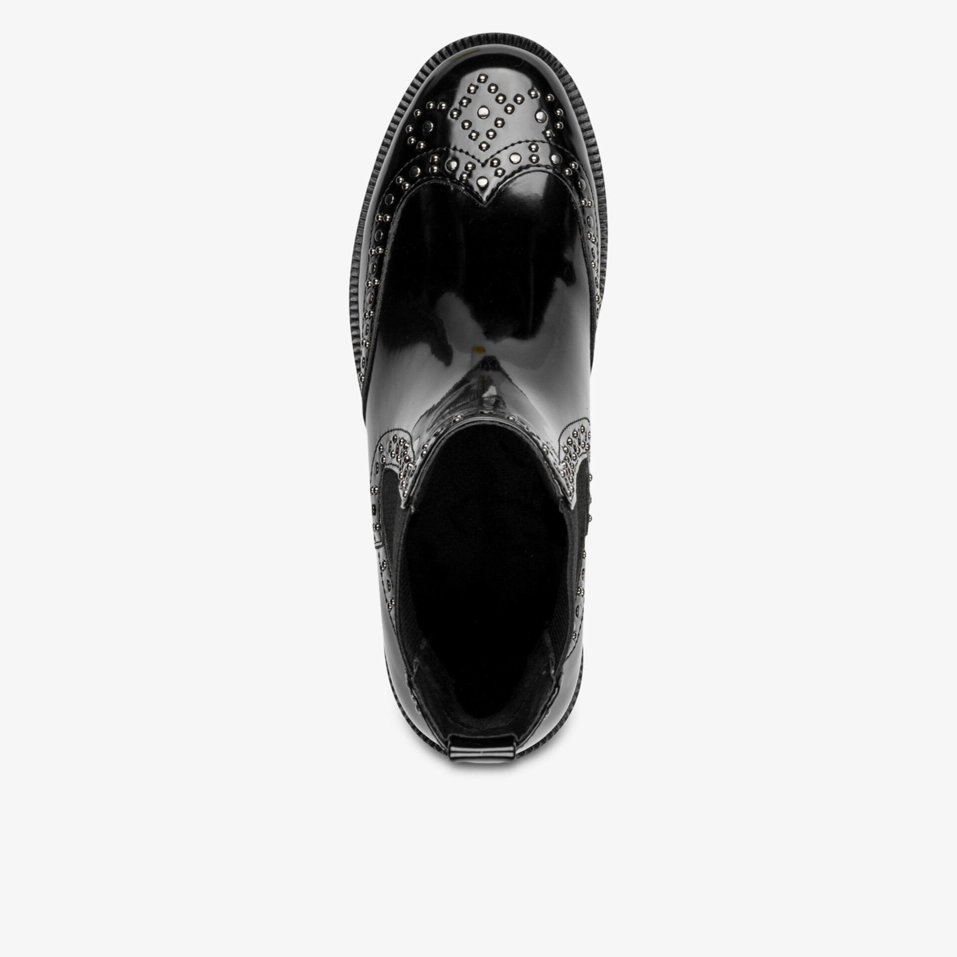 Eleganter schwarzer Brogue Schuh aus Lackleder mit spitzer Form und klassischer Schnürung in polierter Ausführung