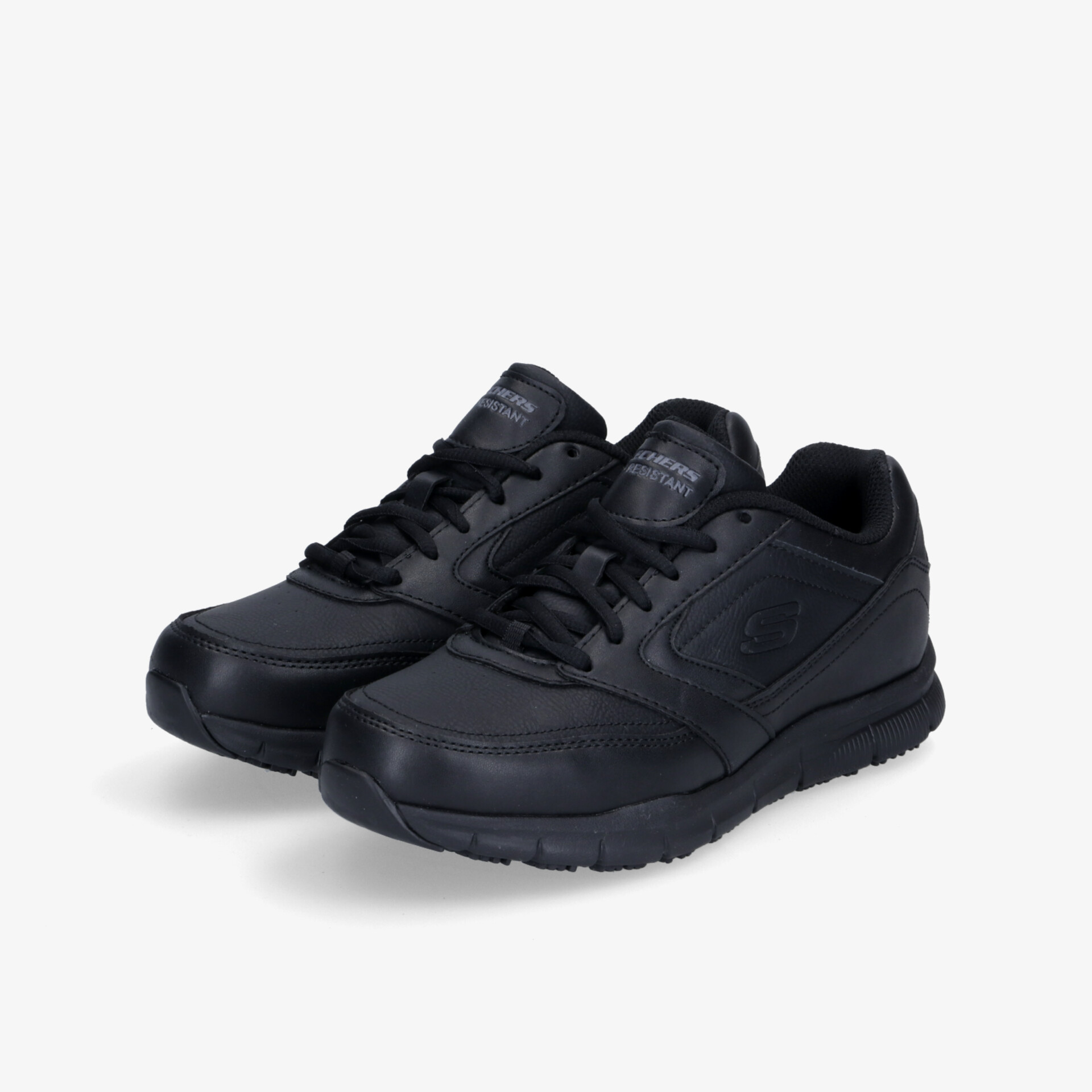 Schwarze, robuste Schuhe mit rutschfester Sohle und sportlichem Design. Perfekt für Alltag und Fitness.
