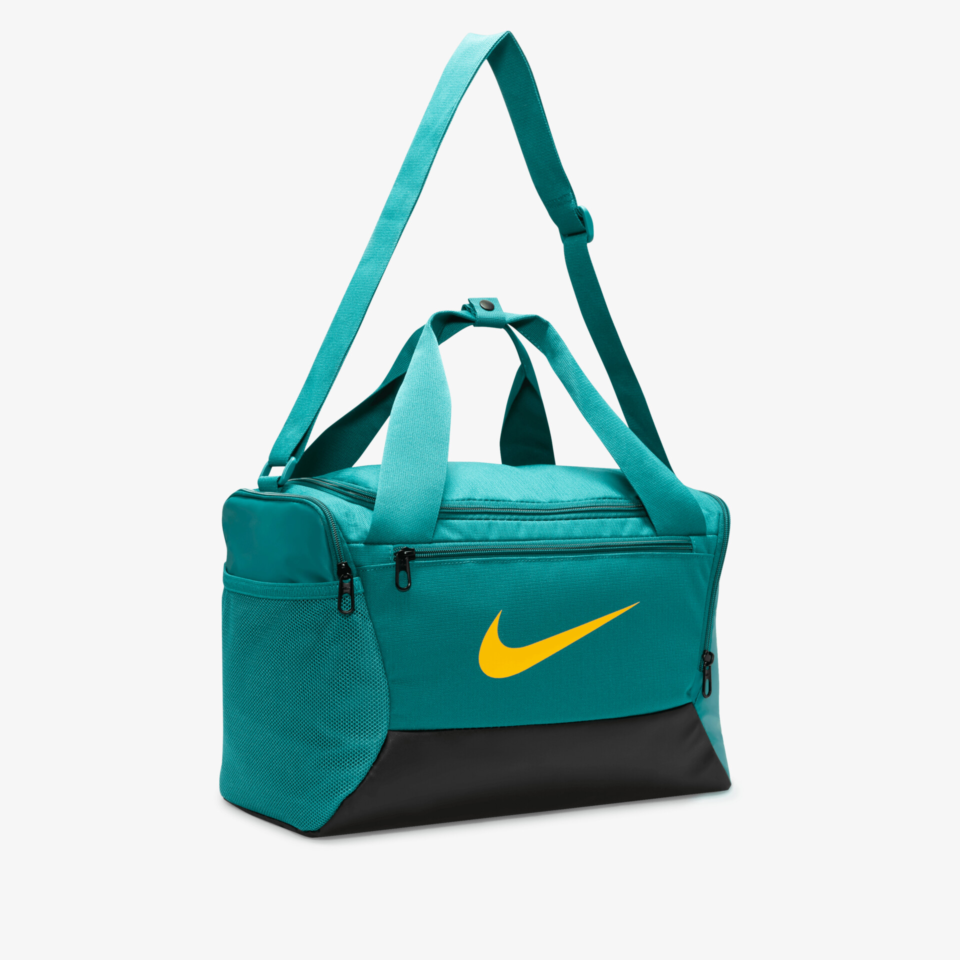 Stylische Nike Sporttasche in Türkis mit geräumigem Hauptfach und robustem Tragegurt.