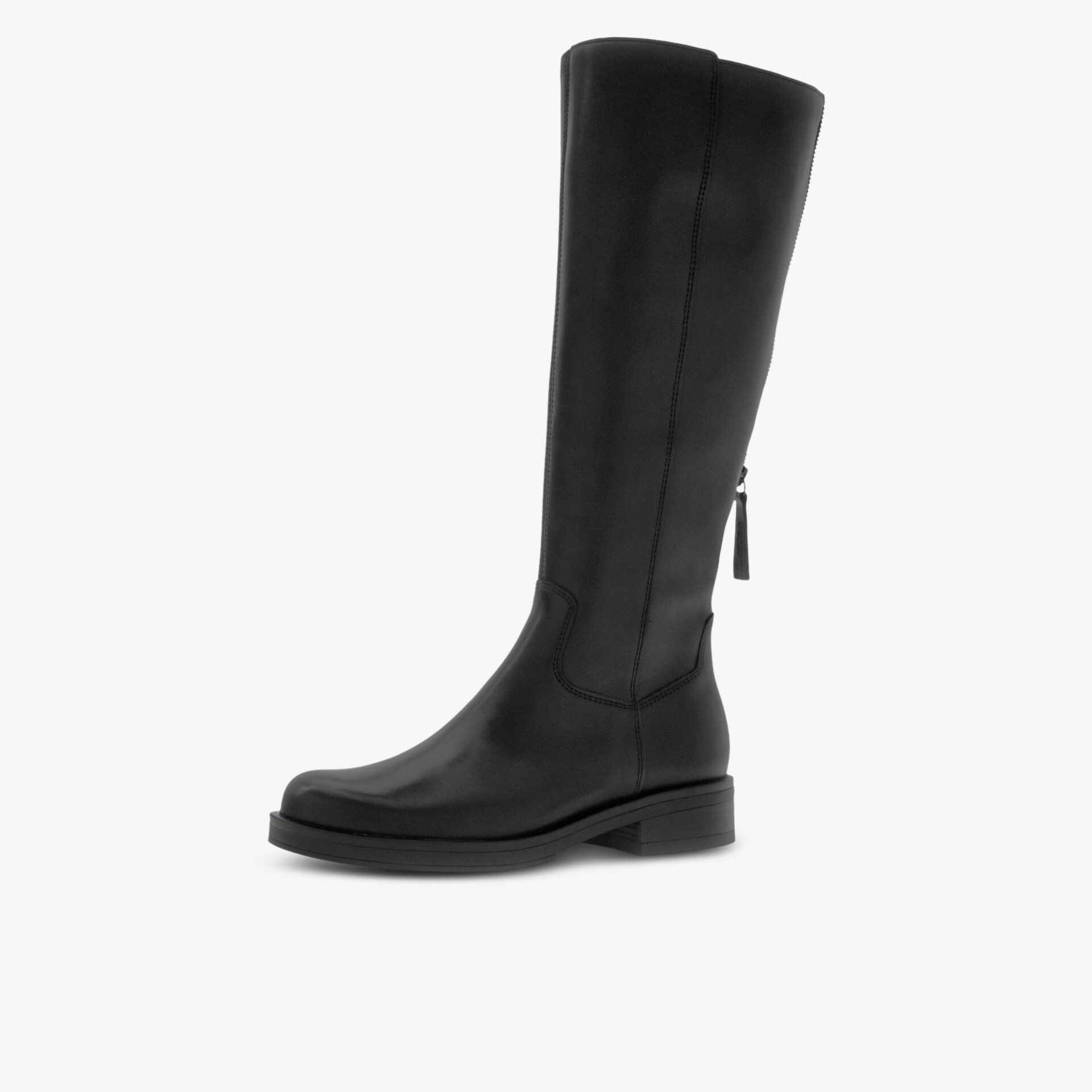 Eleganter kniehoher Stiefel aus hochwertigem Leder mit robustem Blockabsatz und seitlichem Reißverschluss