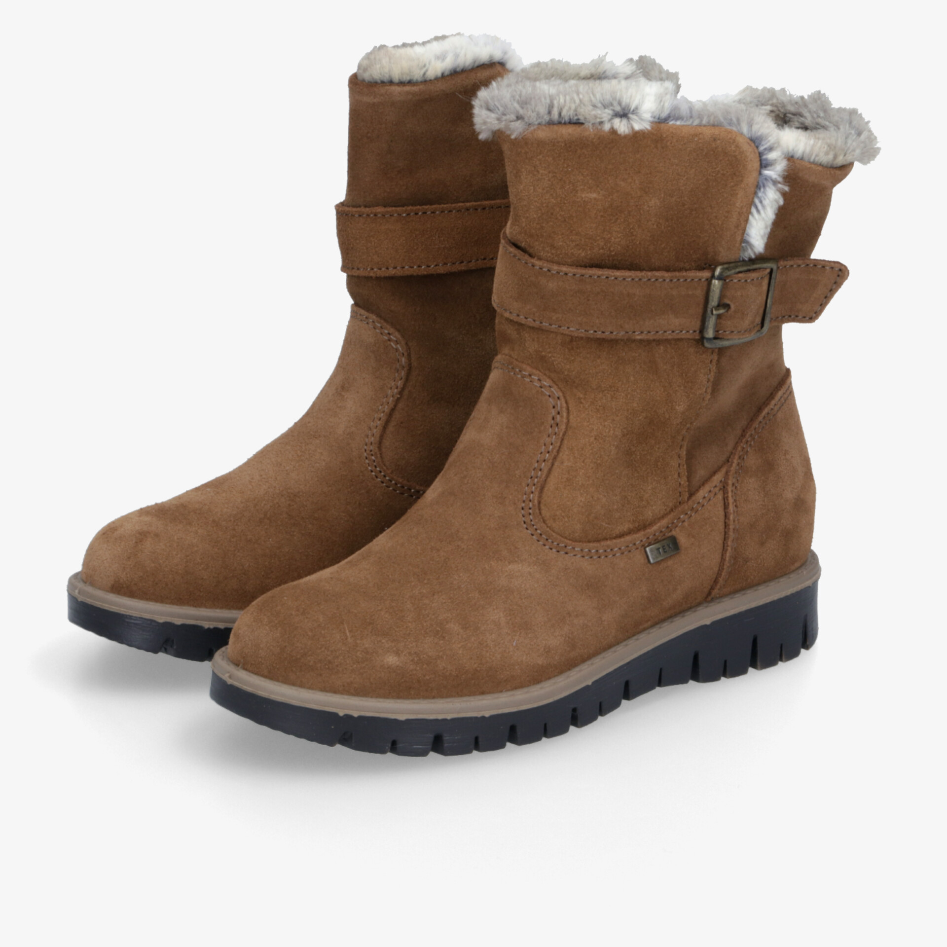 Warme braune Winterstiefel mit weichem Futter, robuster Sohle und verstellbarer Schnalle für optimalen Komfort