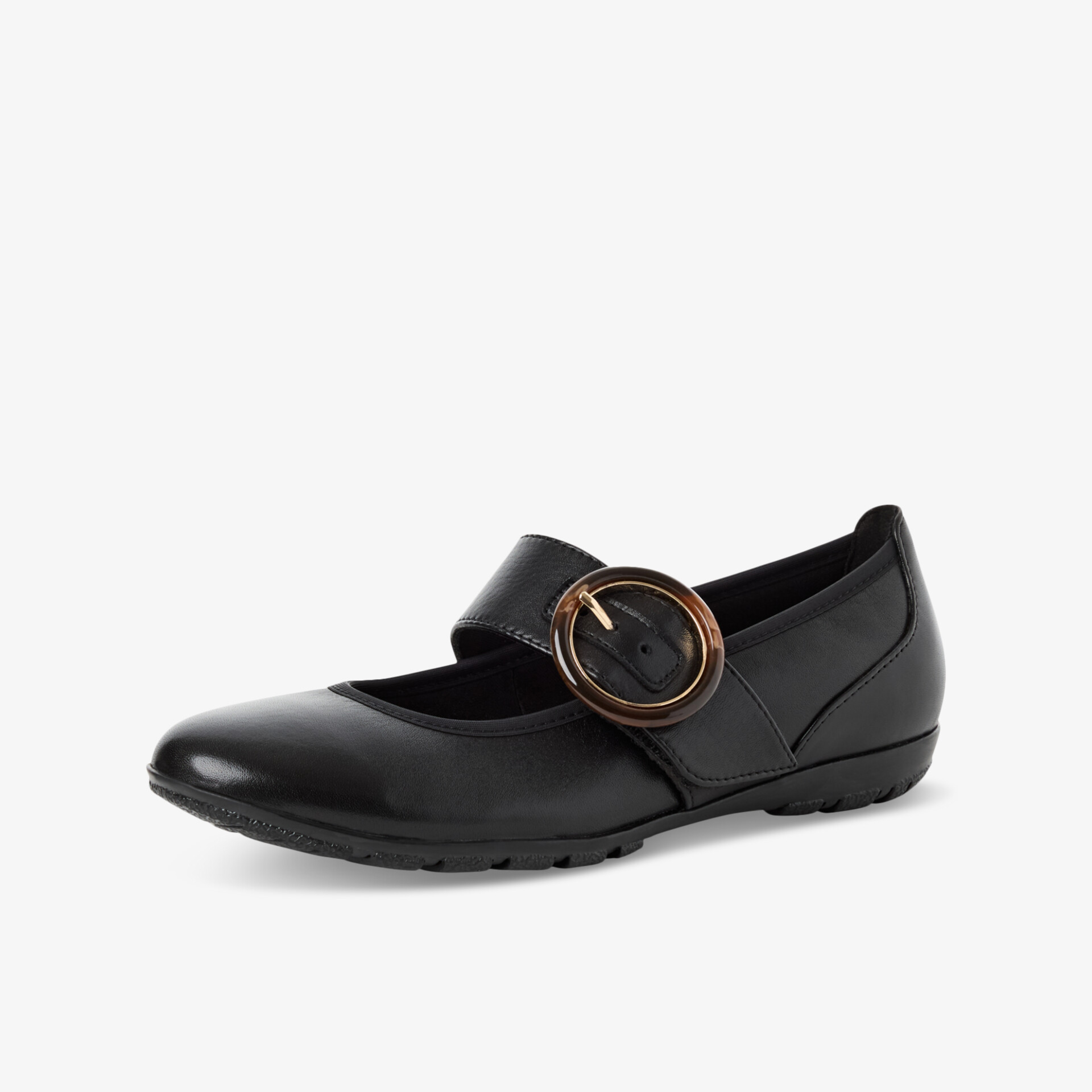 Eleganter schwarzer Mary Jane Schuh mit verstellbarem Riemen, weichem Material und rutschfester Sohle