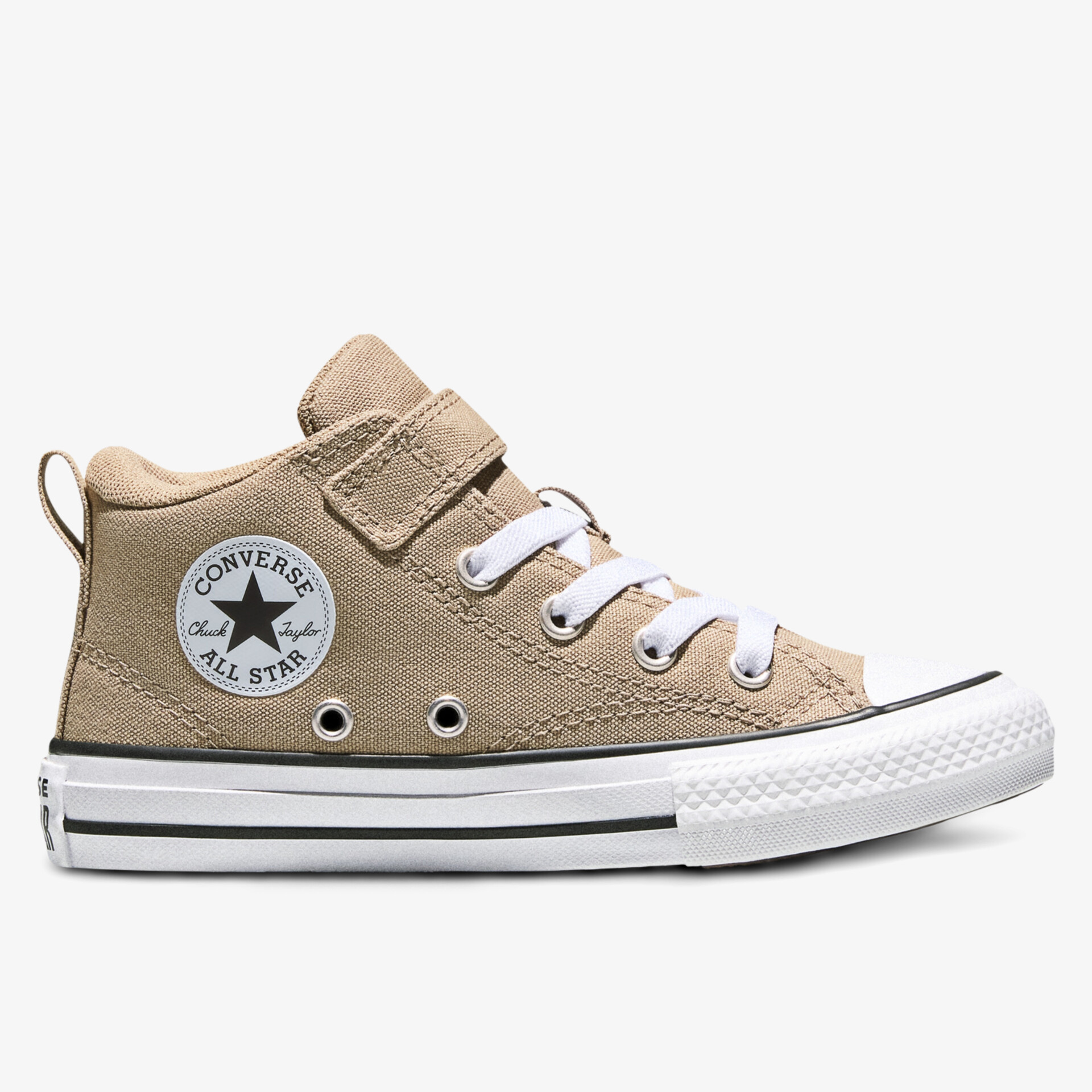 Kinderschuh in beige mit stabilem Gummisohle und praktischem Klettverschluss für sicheren Halt