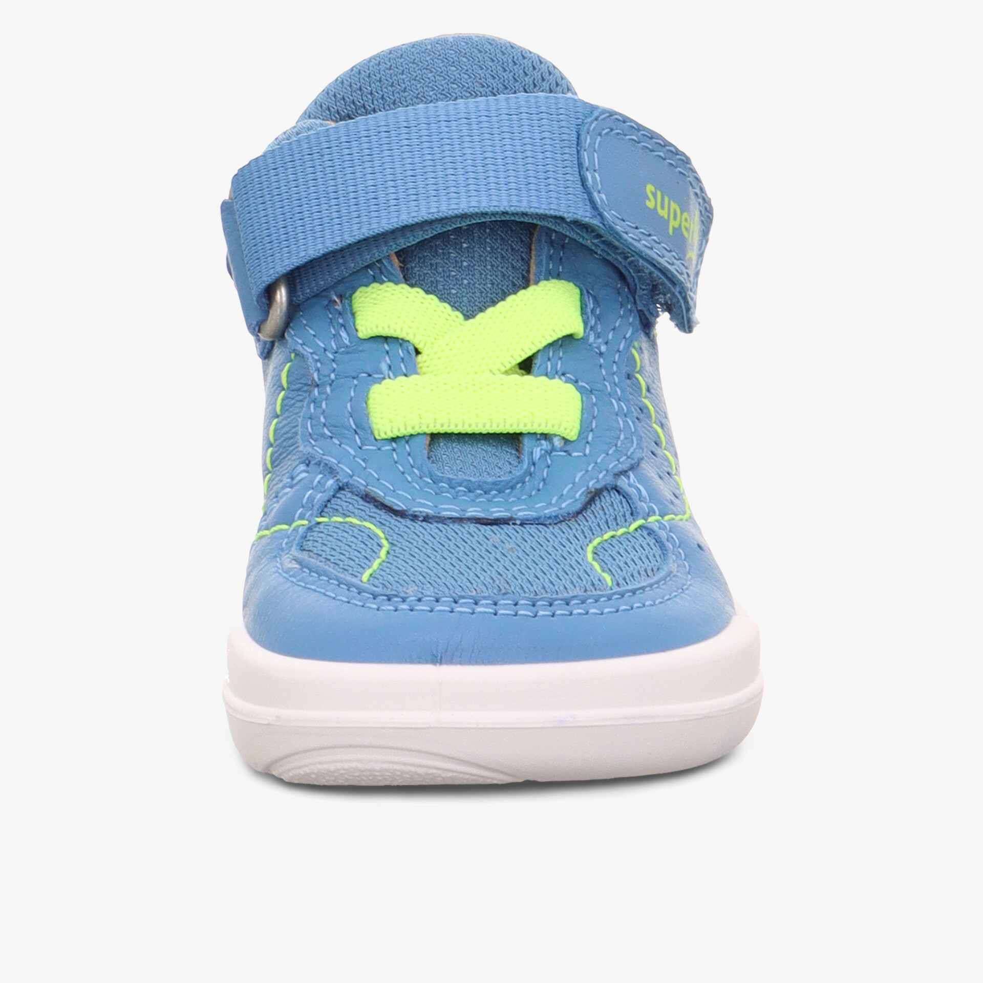 Blauer Kinderschuh mit Klettverschluss und flexibler, rutschfester Sohle, sportlich und bequem